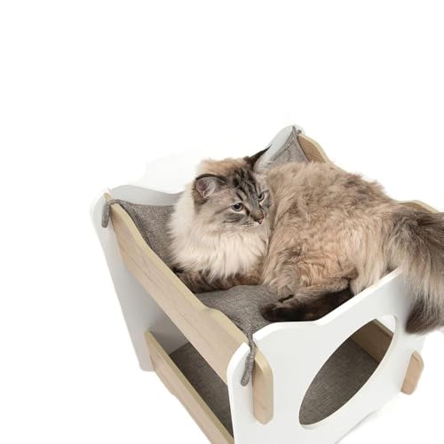 catit-vesper-cabana-meuble-pour-chat-blanc-ch-ne-2-tages-avec-hamac image 7