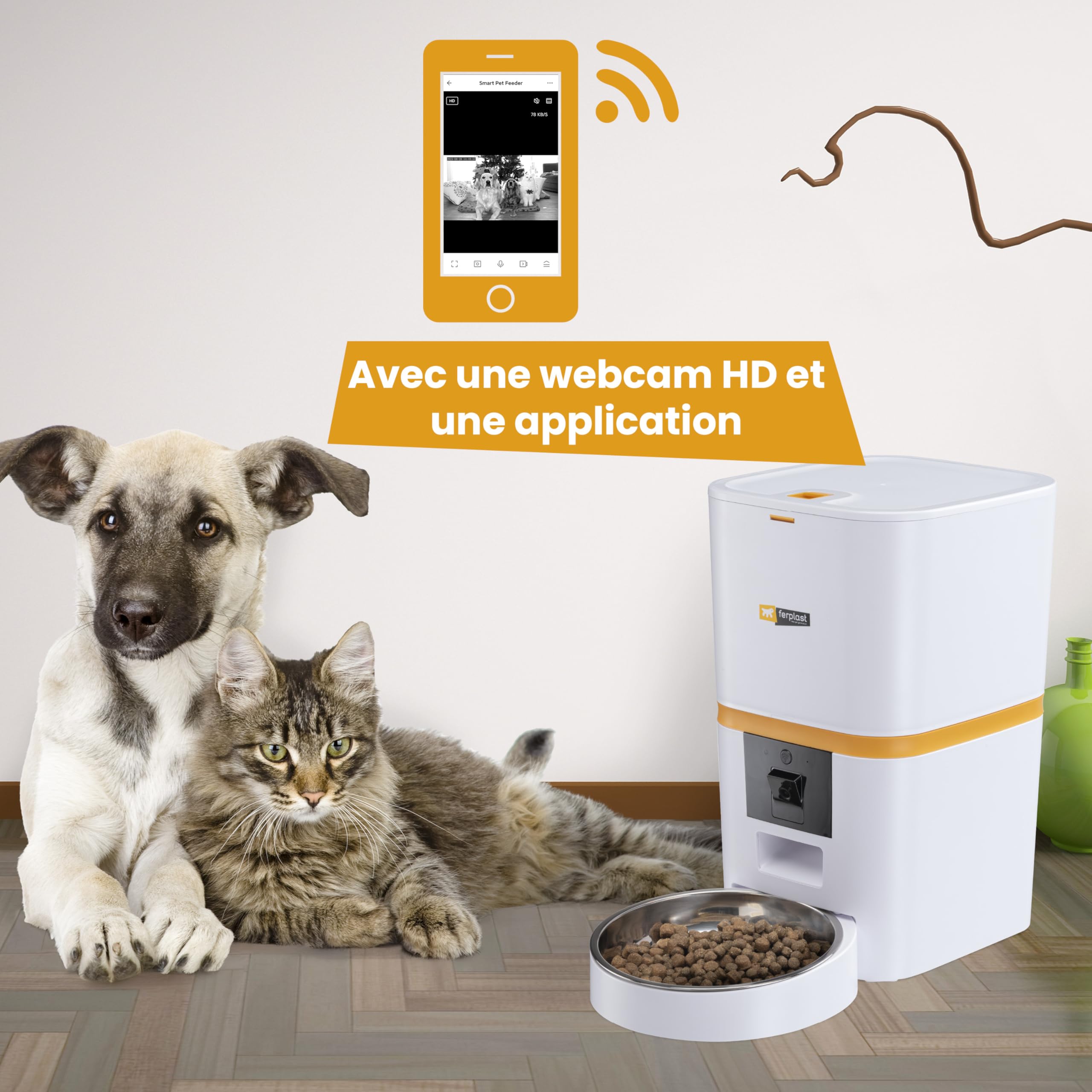 ferplast-risto-pet-smart-distributeur-croquettes-automatique-6-l-avec-cam-ra-app image 2