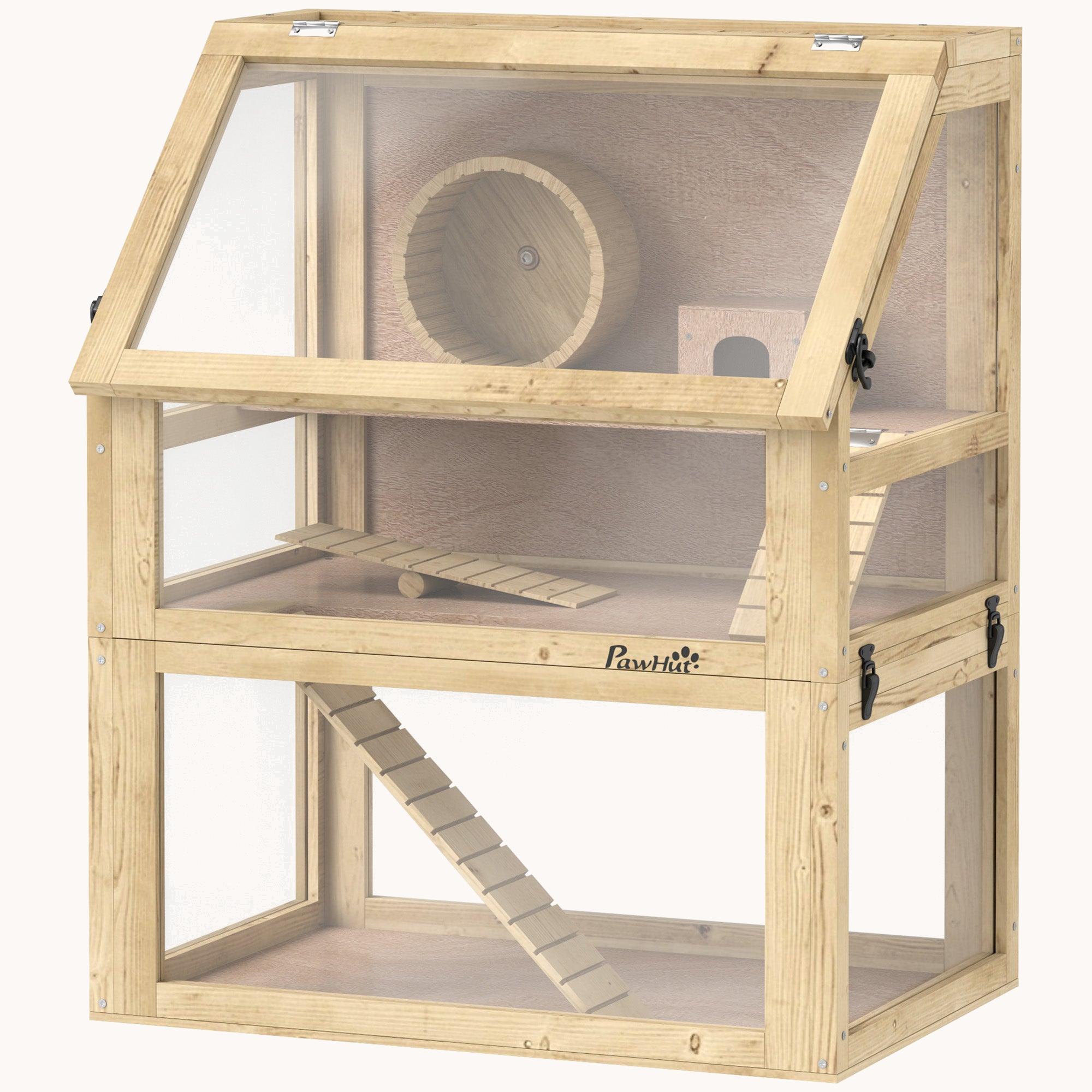 pawhut-habitat-hamster-panoramique-naturel-3-tages-24-x-16-x-29-5-avec-base-amov image 3