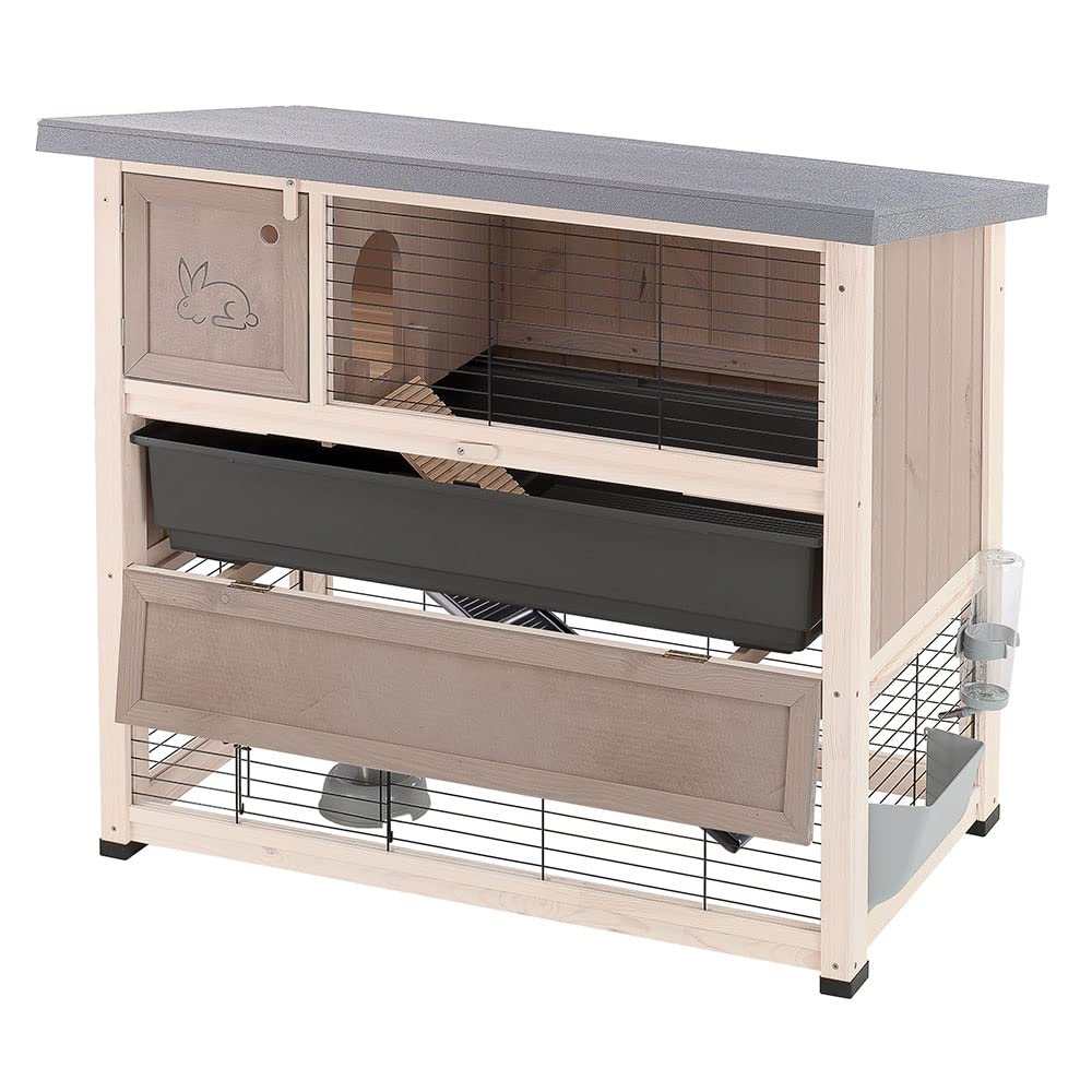 ferplast-ranch-140-clapier-lapin-2-niveaux-en-bois-fsc-140-x-75-x-h-103-cm image 3