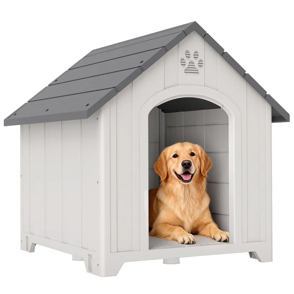 pawhut-niche-pour-chien-en-plastique-sur-lev-e-ventil-e-88-cm image 1