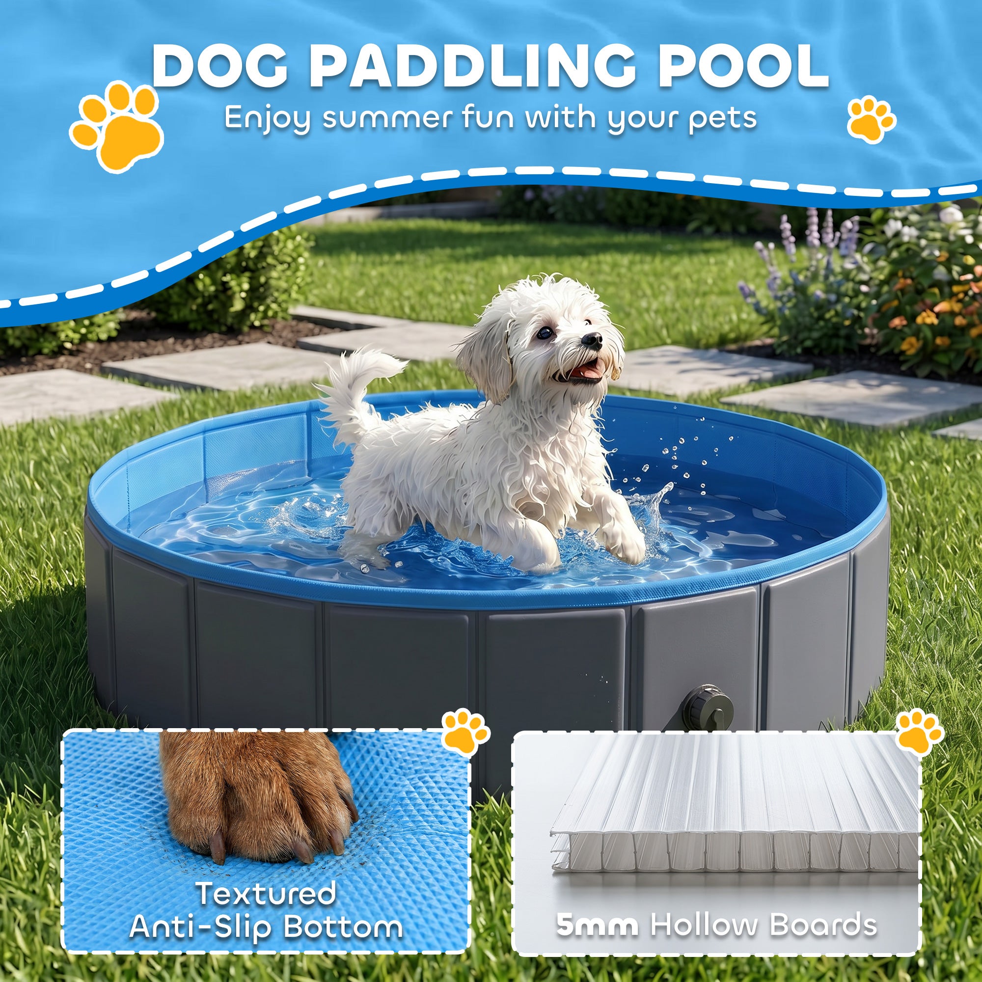 pawhut-piscine-chien-pliable-80-x-20-cm-fond-antid-rapant-bleu-et-gris-fonc image 6