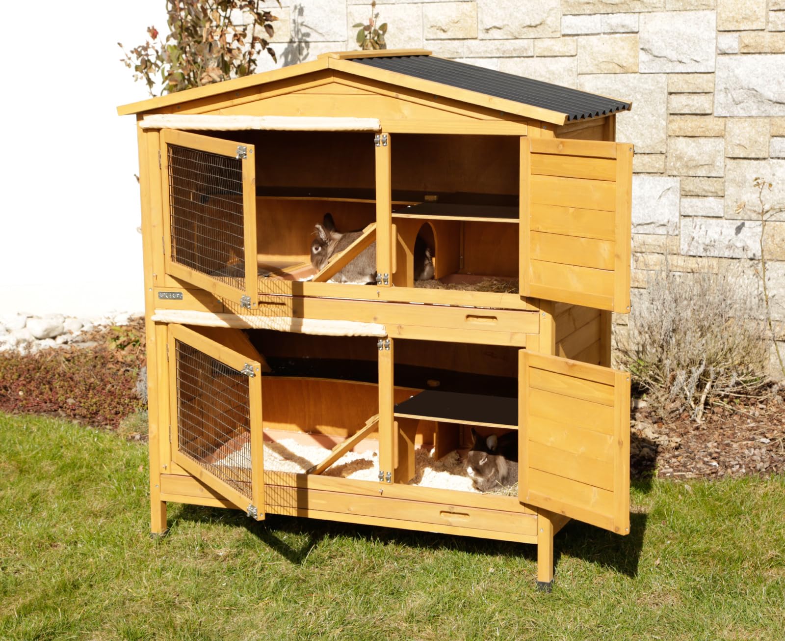 kerbl-maison-pour-rongeurs-appartement-pro-118x61x130-cm-clapier-bois-lasure image 4