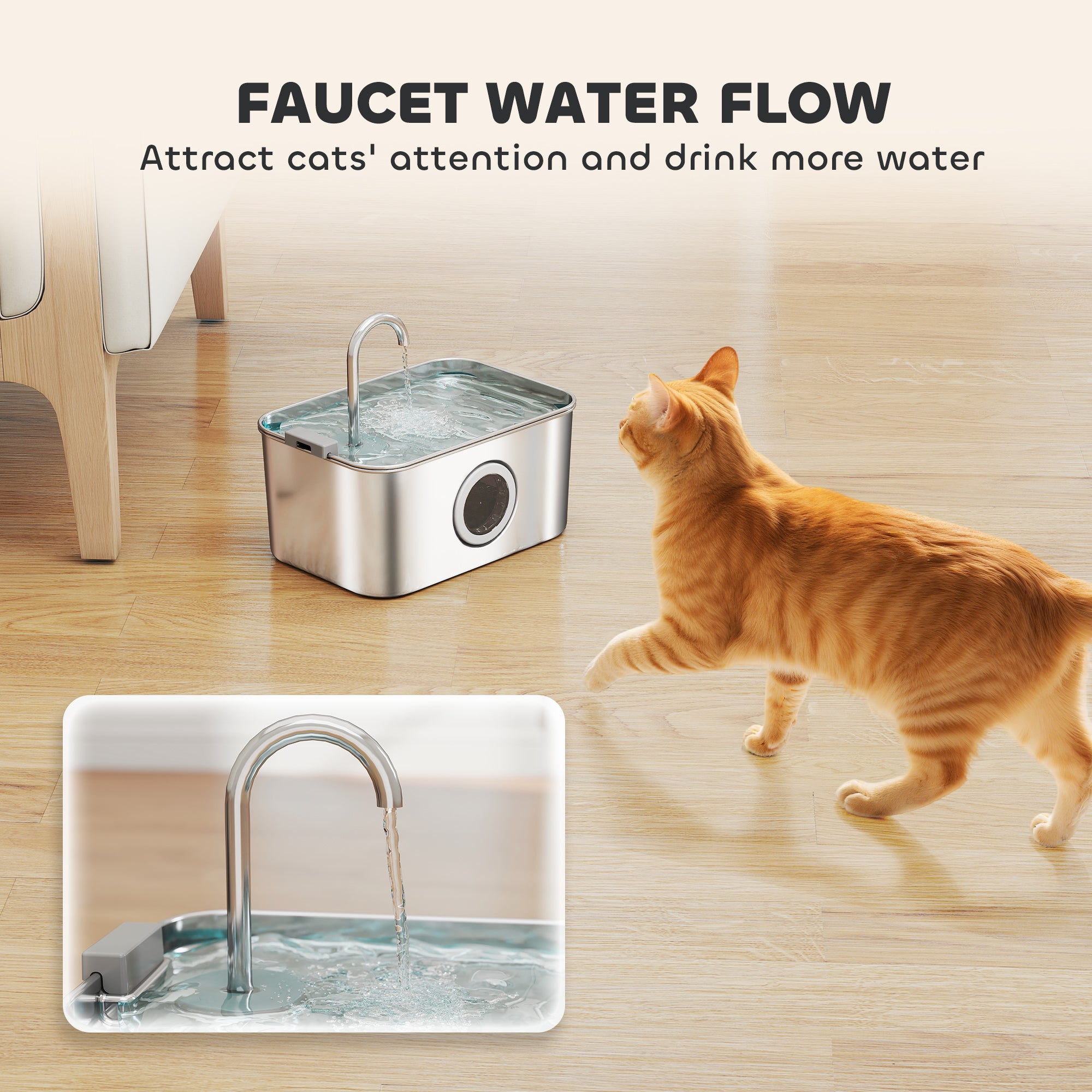 pawhut-fontaine-eau-chat-inox-3-2-l-niveau-visible-pompe-silencieuse image 7