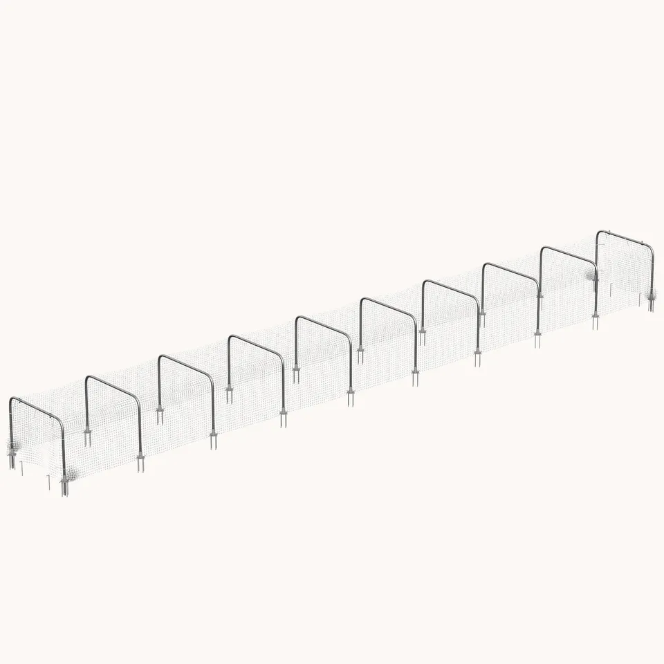 pawhut-parc-grillag-extra-long-899-x-99-cm-10-arches-galvanis-argent image 1