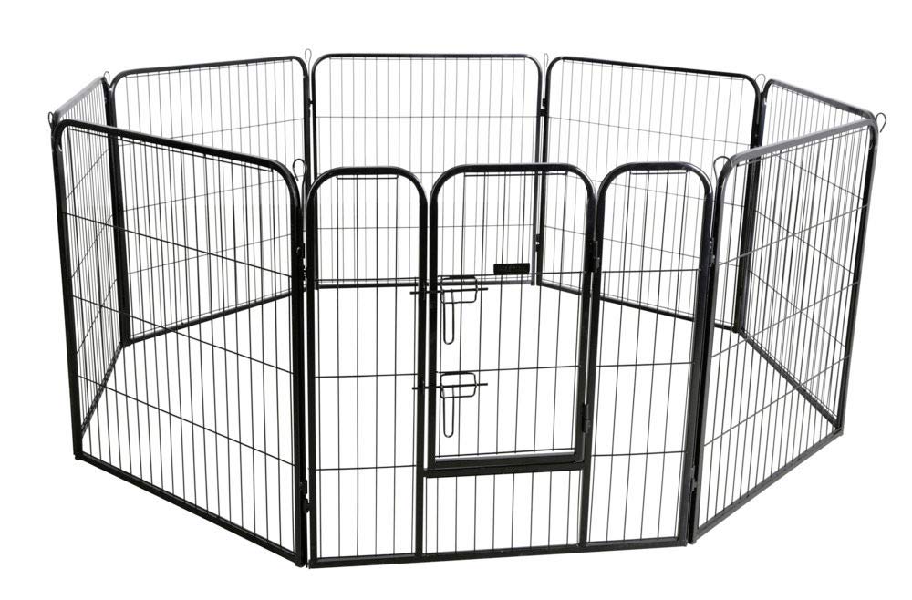 kerbl-pet-enclos-pour-chiens-chiots-m-tal-8-panneaux-80x77-cm-avec-porte image 1