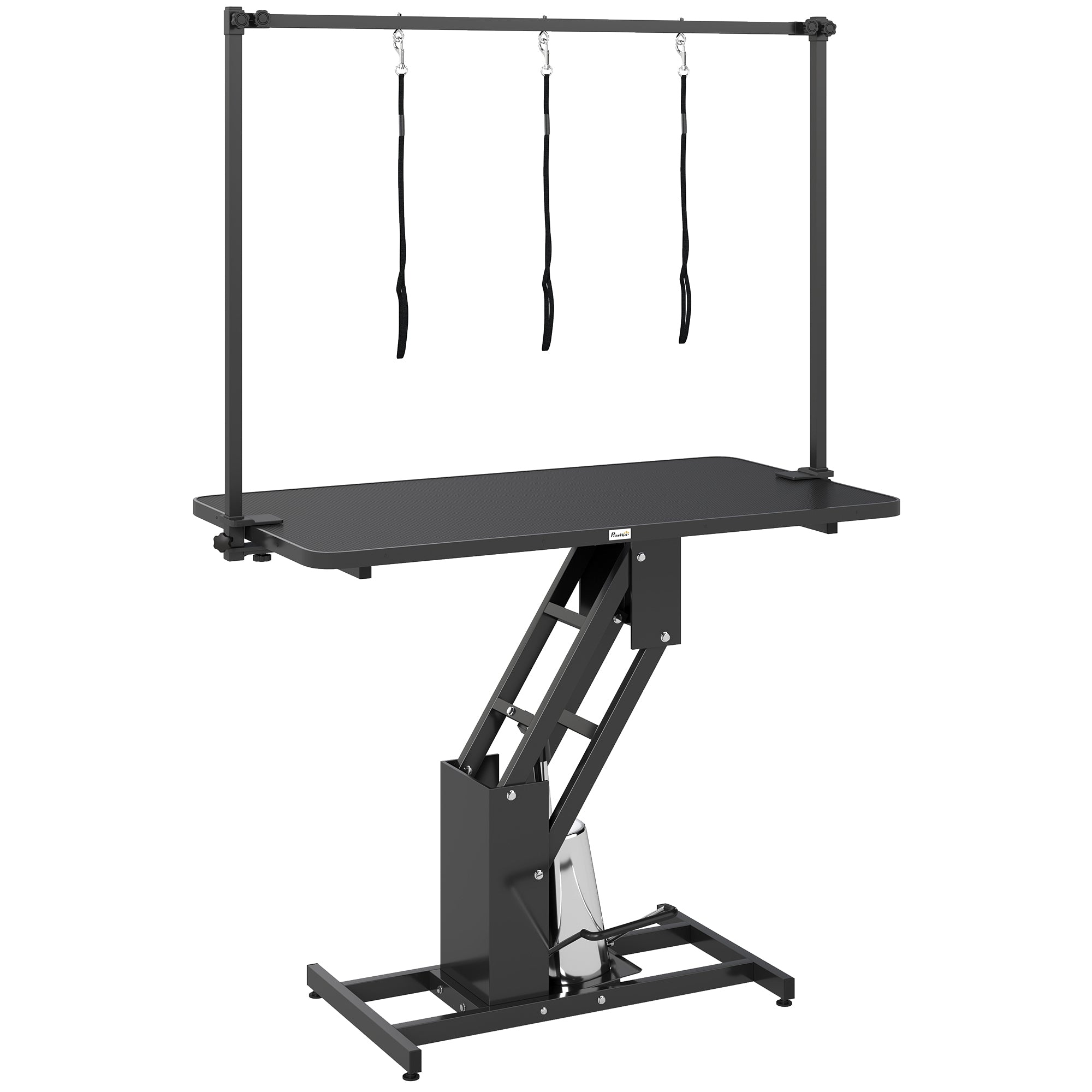 pawhut-table-de-toilettage-hydraulique-z-lift-43-120-kg-noire image 2