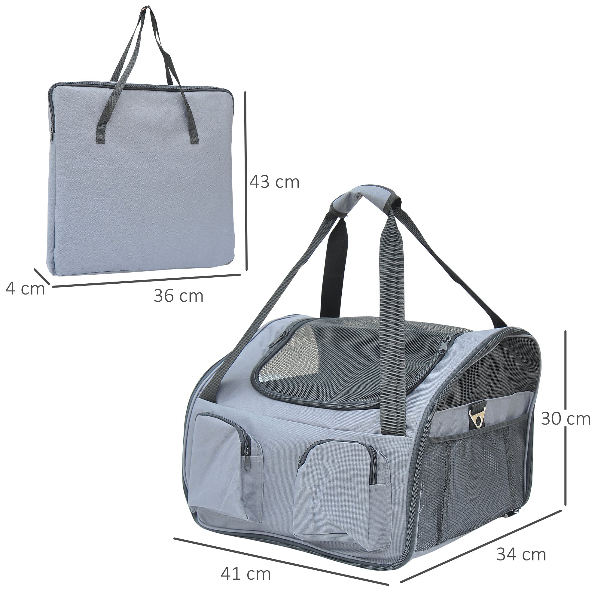 pawhut-sac-de-transport-pliable-pour-chat-et-petit-chien-41x34x30-cm-avec-fen-tr image 5