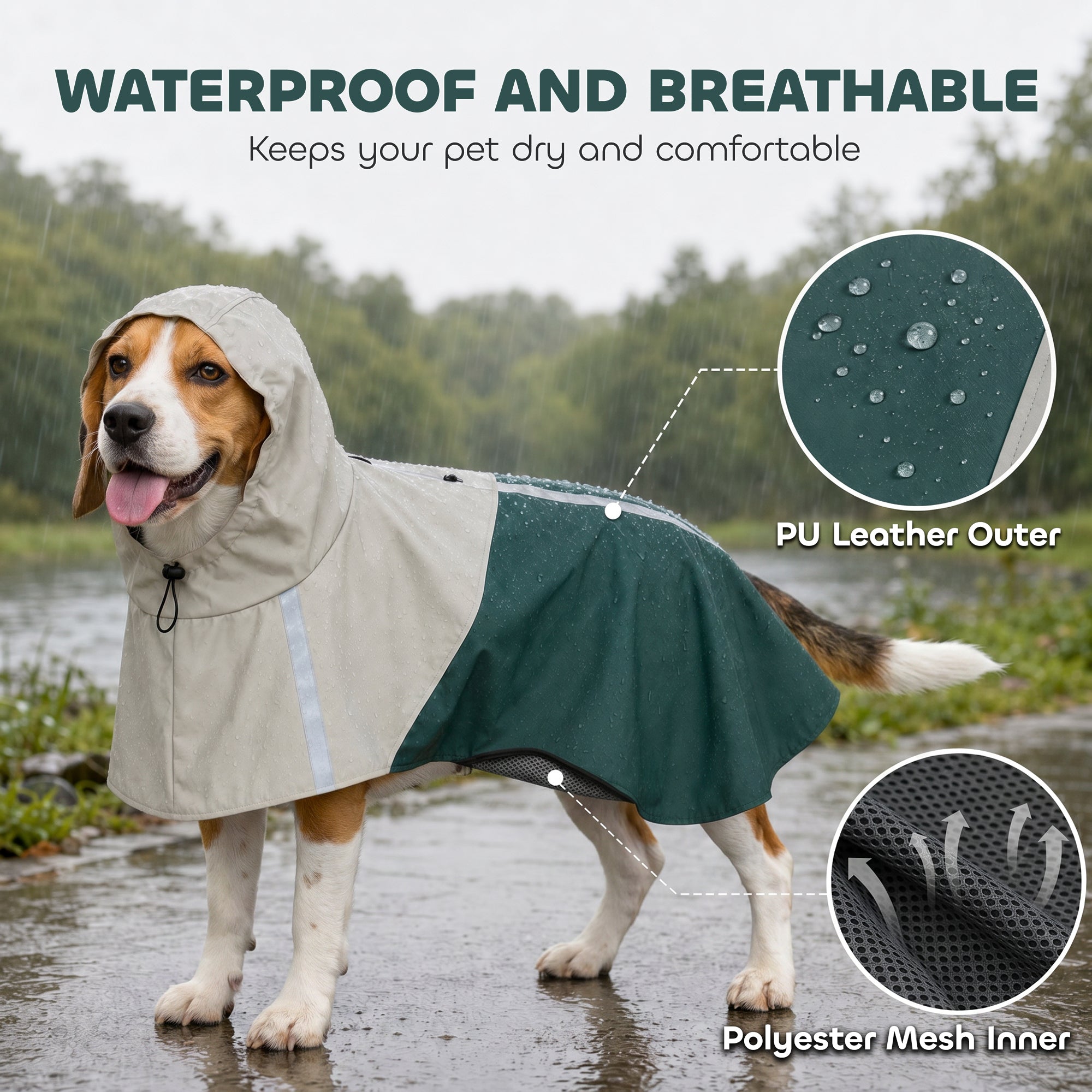 pawhut-manteau-de-pluie-imperm-able-pour-chien-m-vert-avec-capuche image 6
