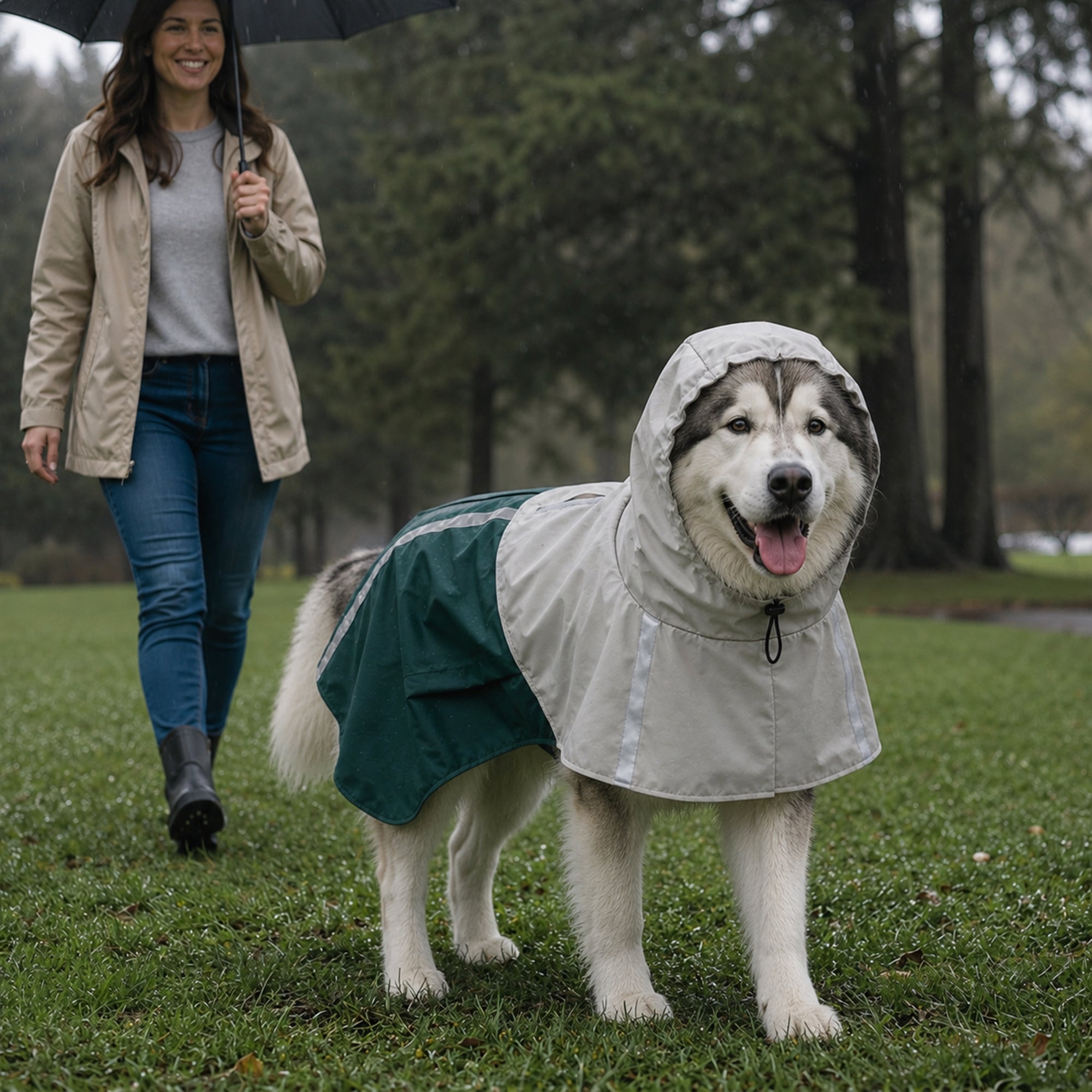 pawhut-manteau-de-pluie-pour-chien-avec-capuche-bandes-r-fl-chissantes-et-ouvert image 3