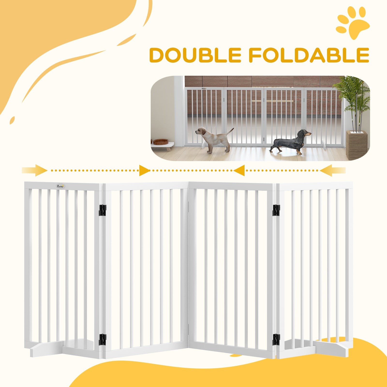 pawhut-barri-re-pour-animaux-pliable-4-panneaux-bois-blanc image 7