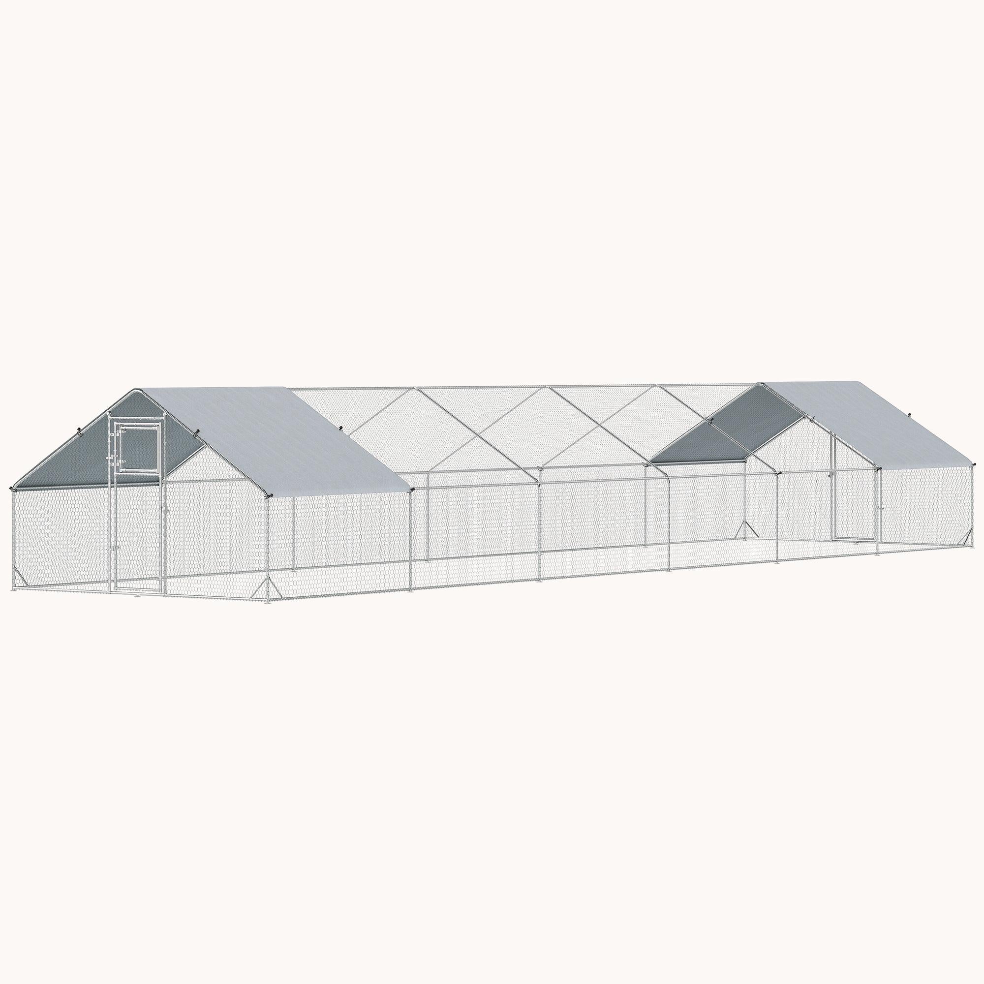 pawhut-parc-poulailler-extra-large-avec-toit-et-couverture-imperm-able-11-9-m-x- image 2