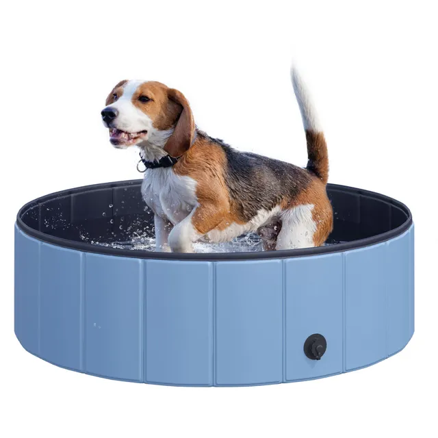 pawhut-piscine-pliable-pour-chien-100-x-30-cm-bleue-avec-vidange-et-fond-antid-r image 1