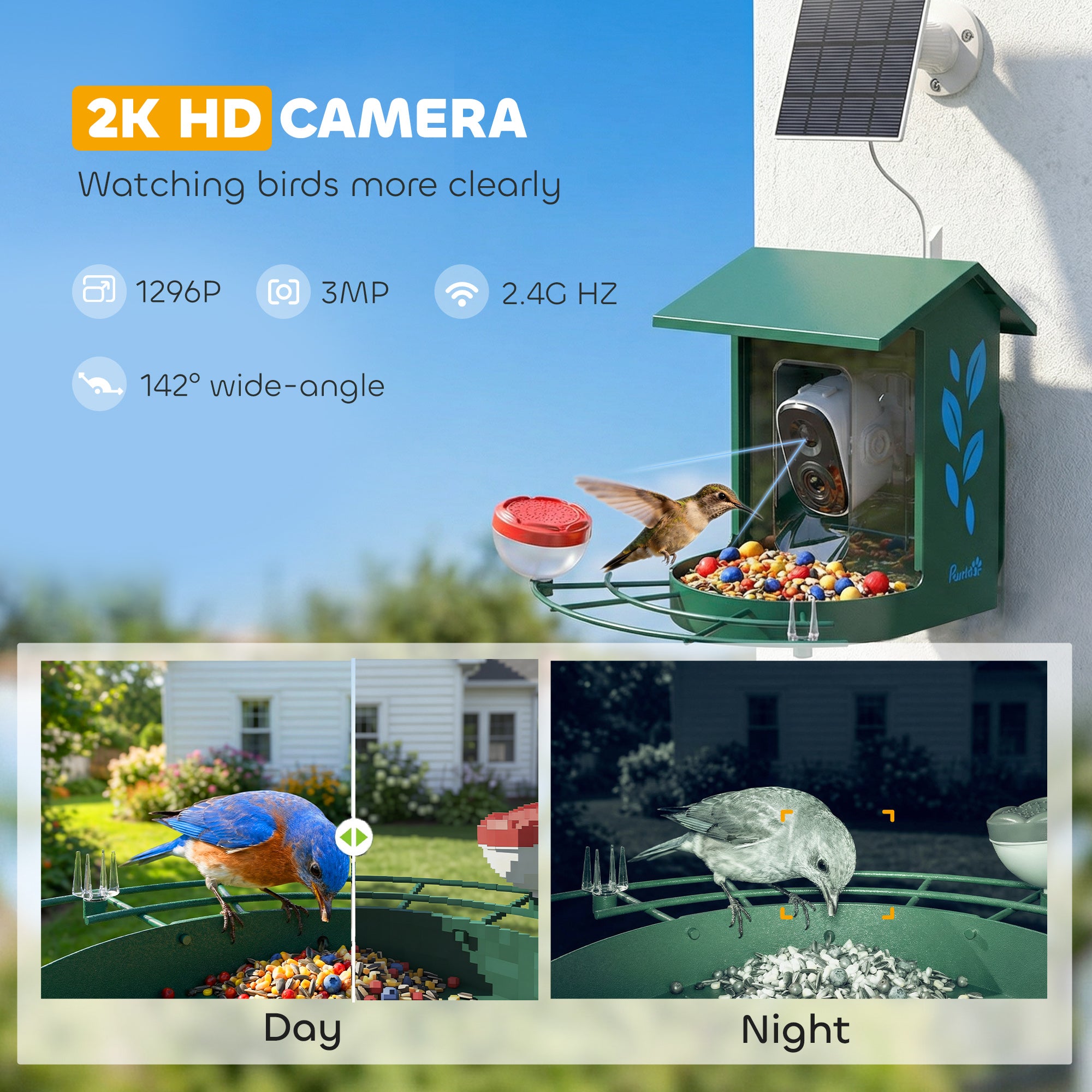 pawhut-birdwatch-pro-mangeoire-oiseaux-intelligente-avec-cam-ra-ia-2k-et-panneau image 7