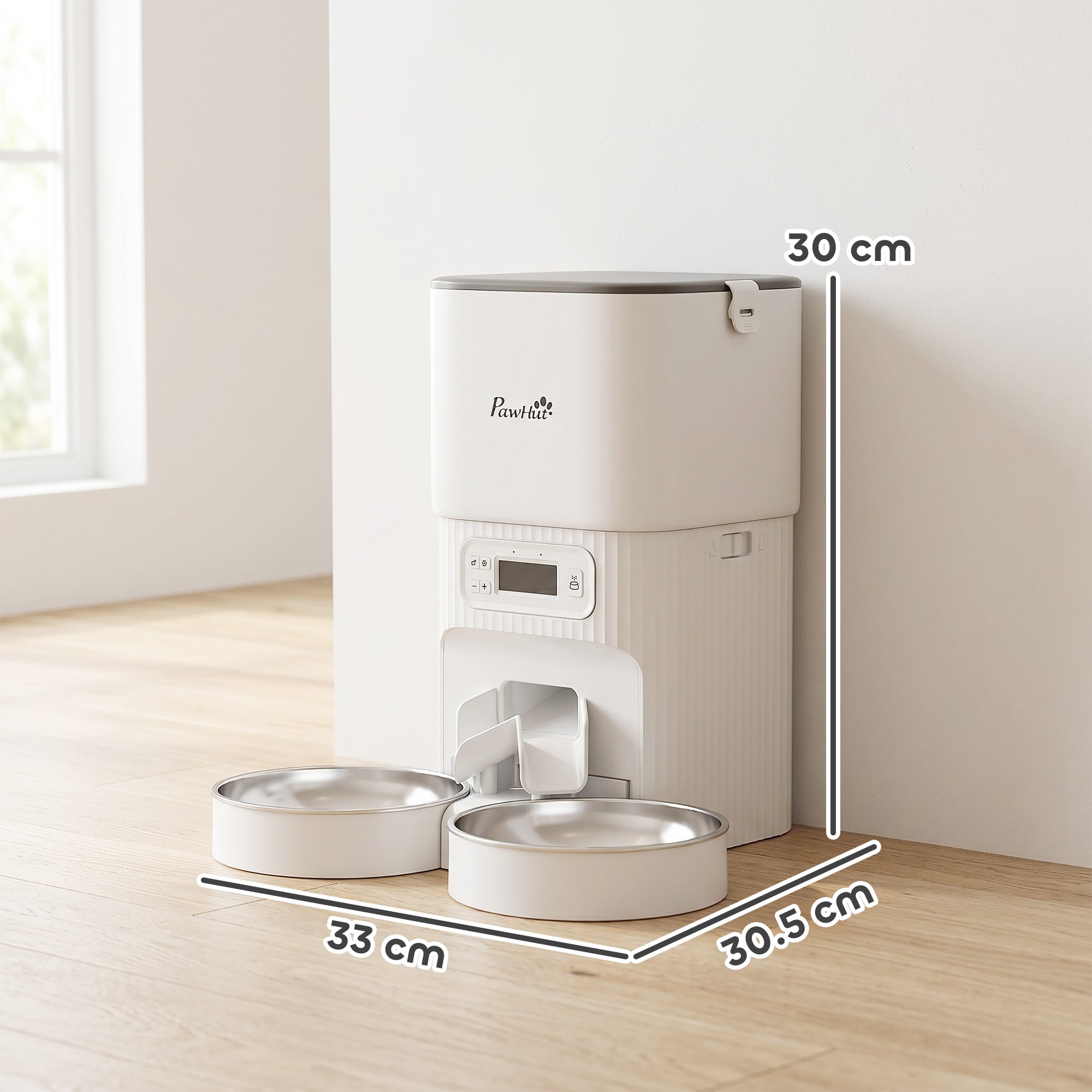 pawhut-distributeur-automatique-pour-chat-4l-1-6-repas-par-jour-double-bol image 5