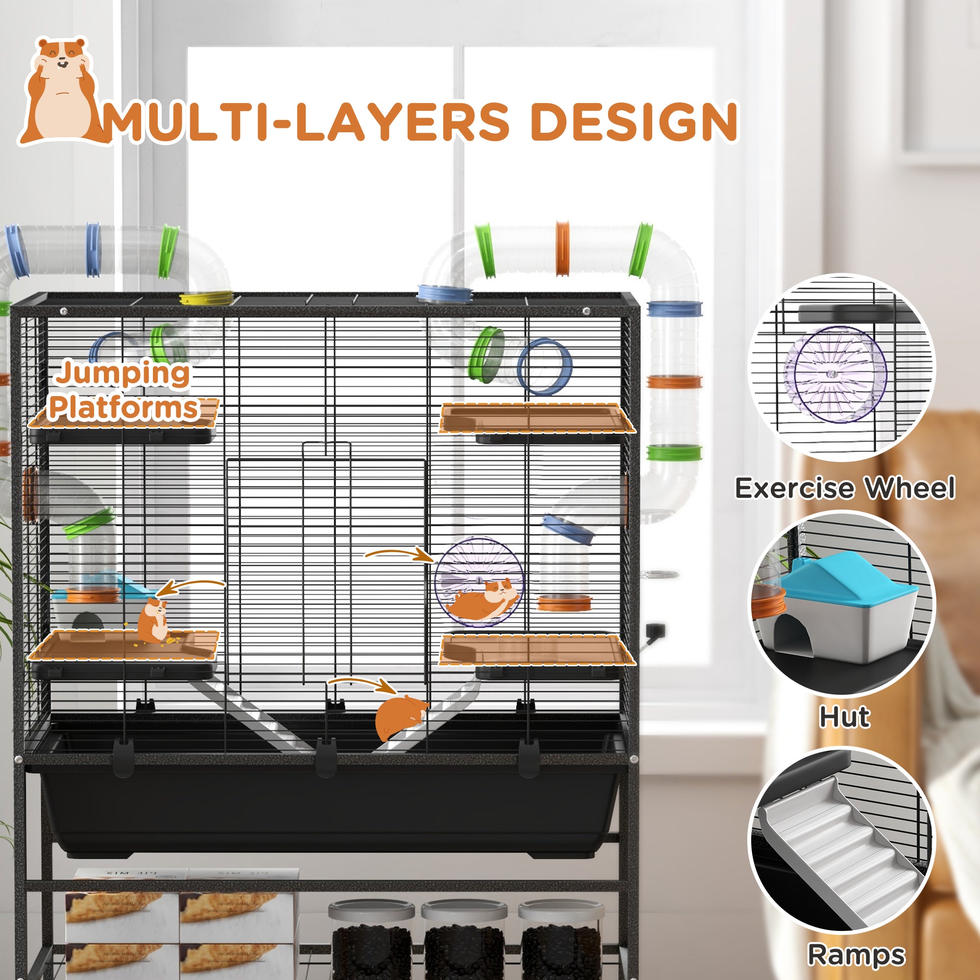 pawhut-cage-hamster-32-grande-avec-tag-re-de-rangement-et-syst-me-de-tubes-noire image 8