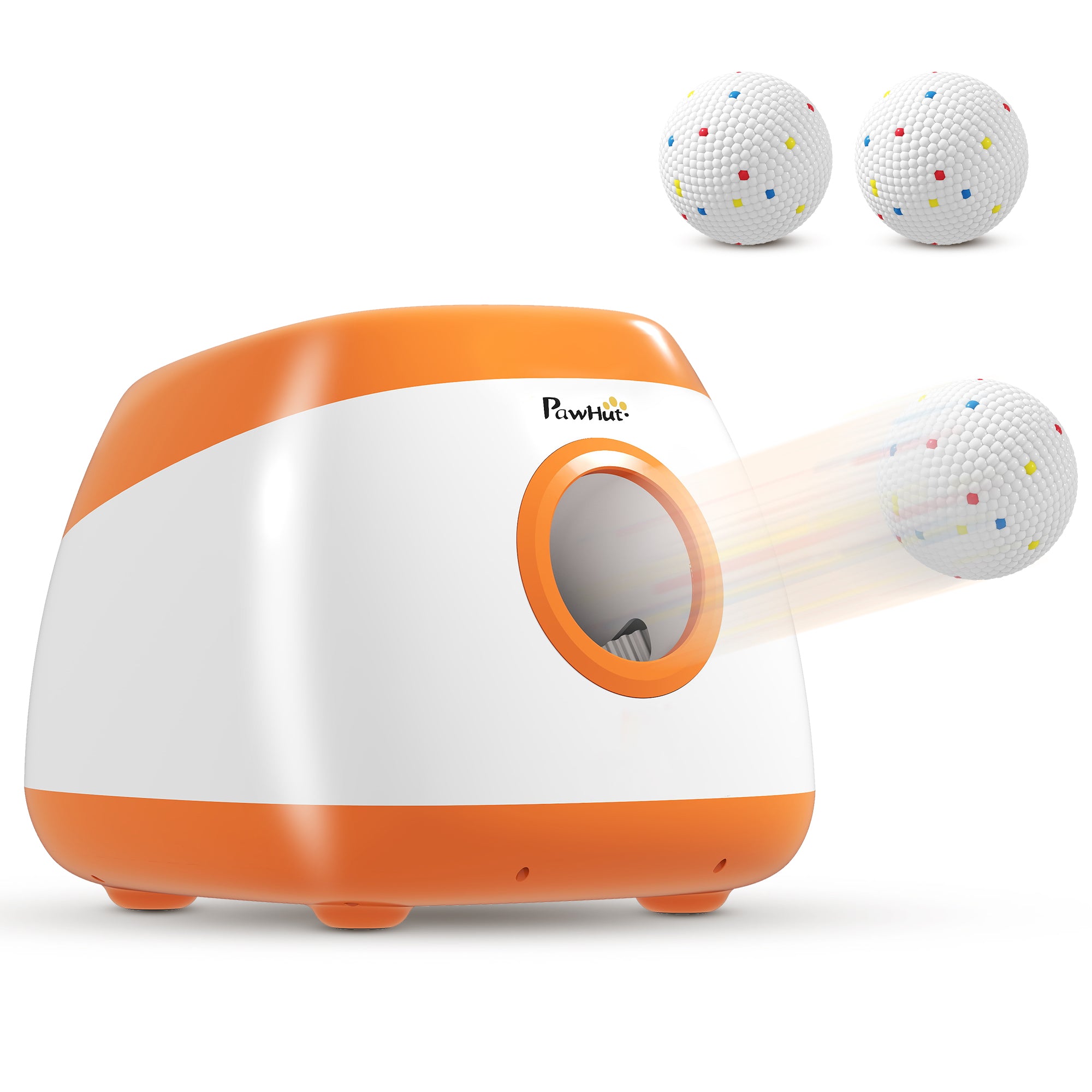 pawhut-lanceur-de-balles-automatique-pour-chien-avec-3-balles-etpu-8-24-m-orange image 2