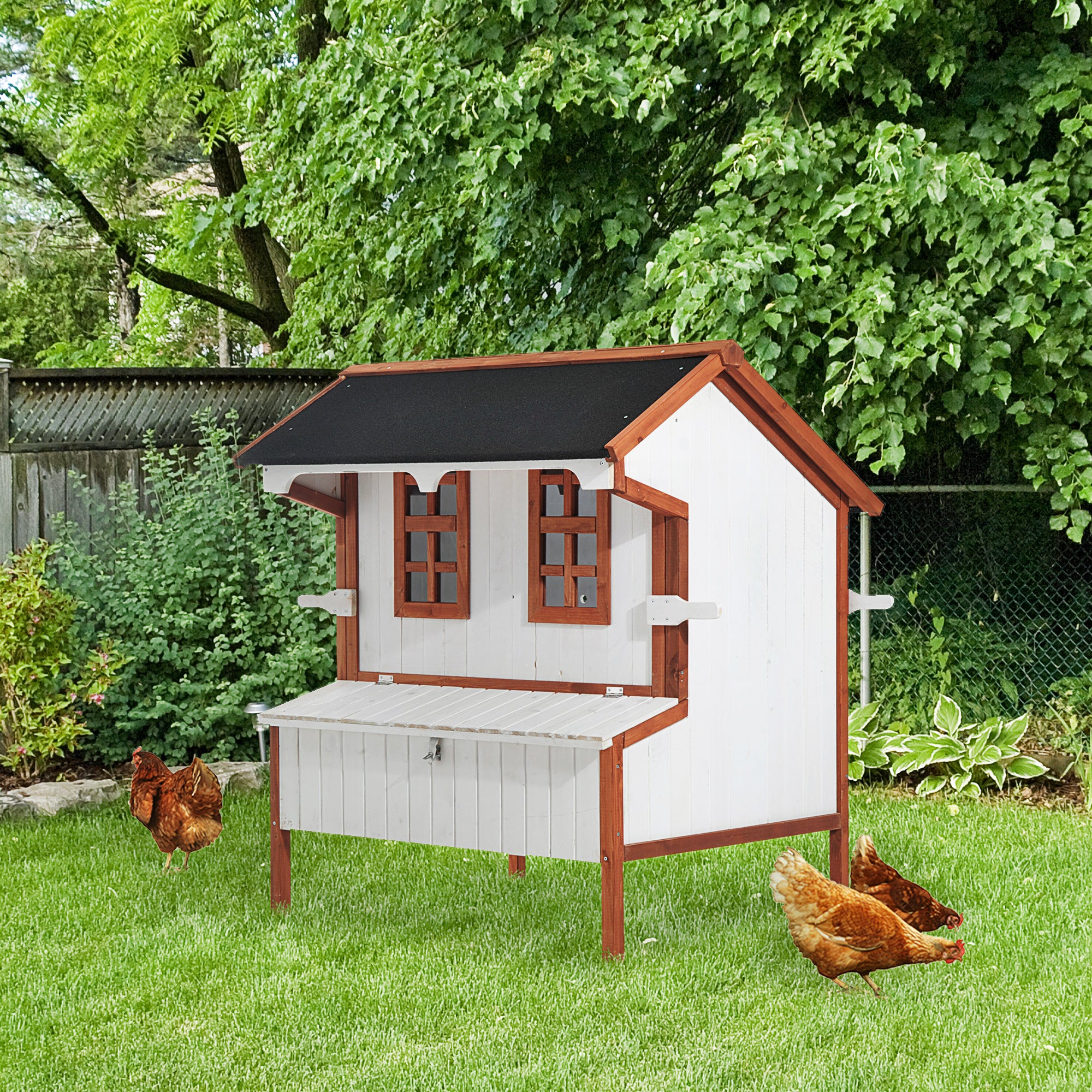 pawhut-poulailler-compact-119-cm-sur-lev-avec-pondoir-pour-3-5-poules image 5