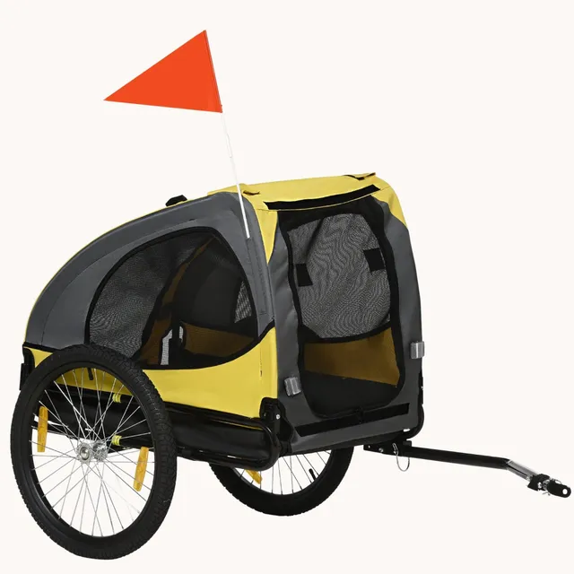 pawhut-remorque-v-lo-pour-chiens-moyens-avec-cadre-acier-jaune image 1