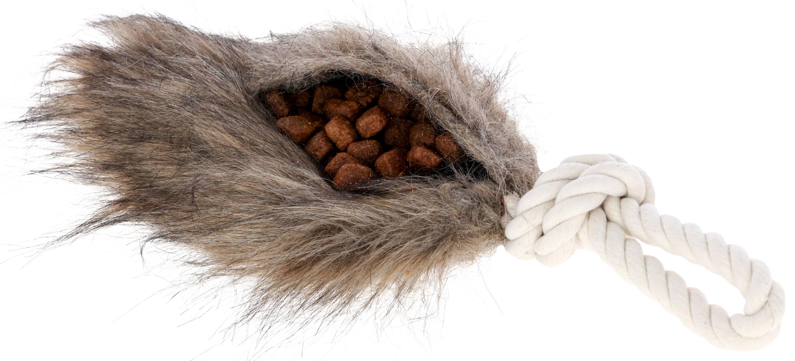 kerbl-pet-snack-dummy-32x11-cm-marron-boudin-friandises-fausse-fourrure-avec-cor image 2