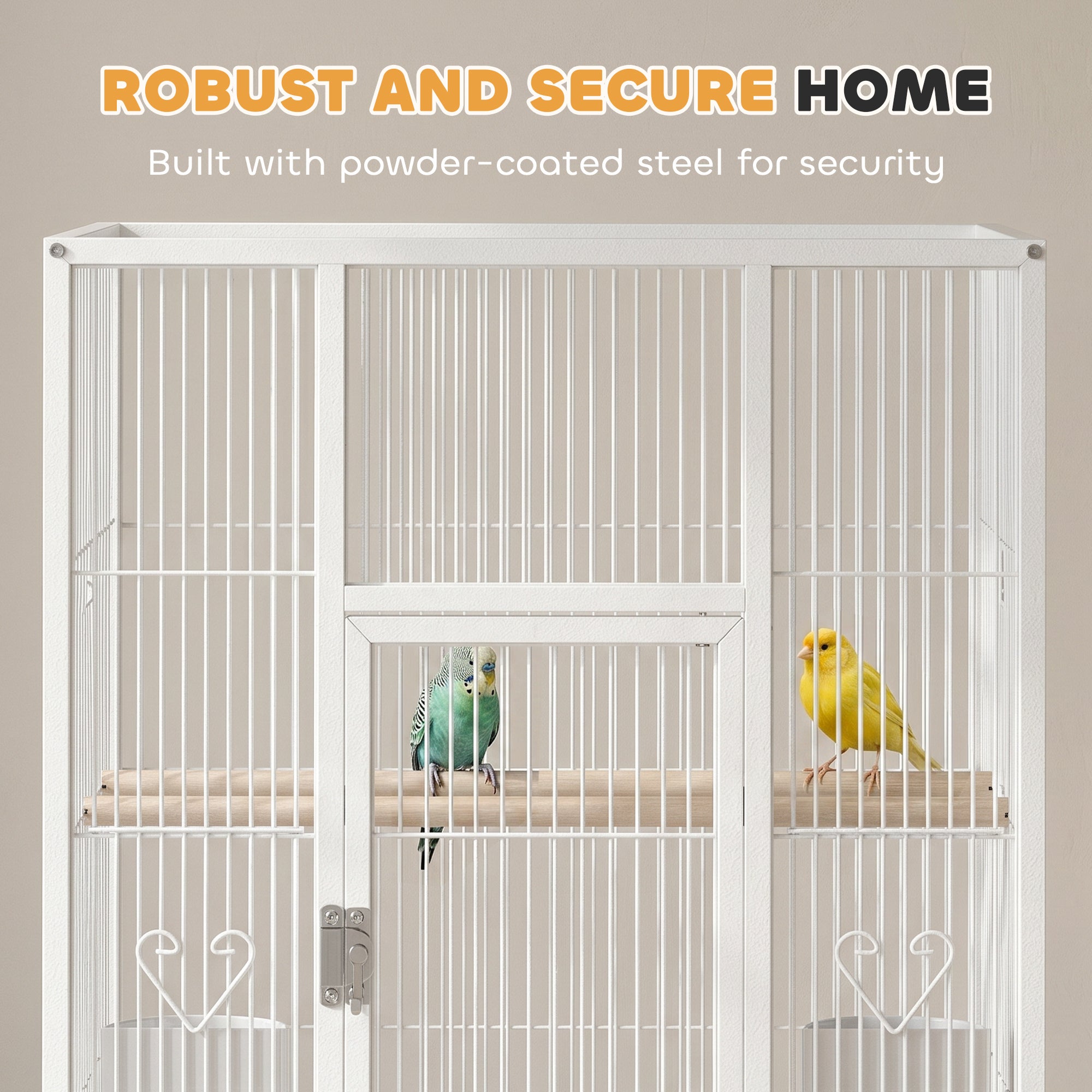 pawhut-cage-oiseaux-d-tachable-sur-roulettes-avec-tag-re-blanche-pour-petits-ois image 6