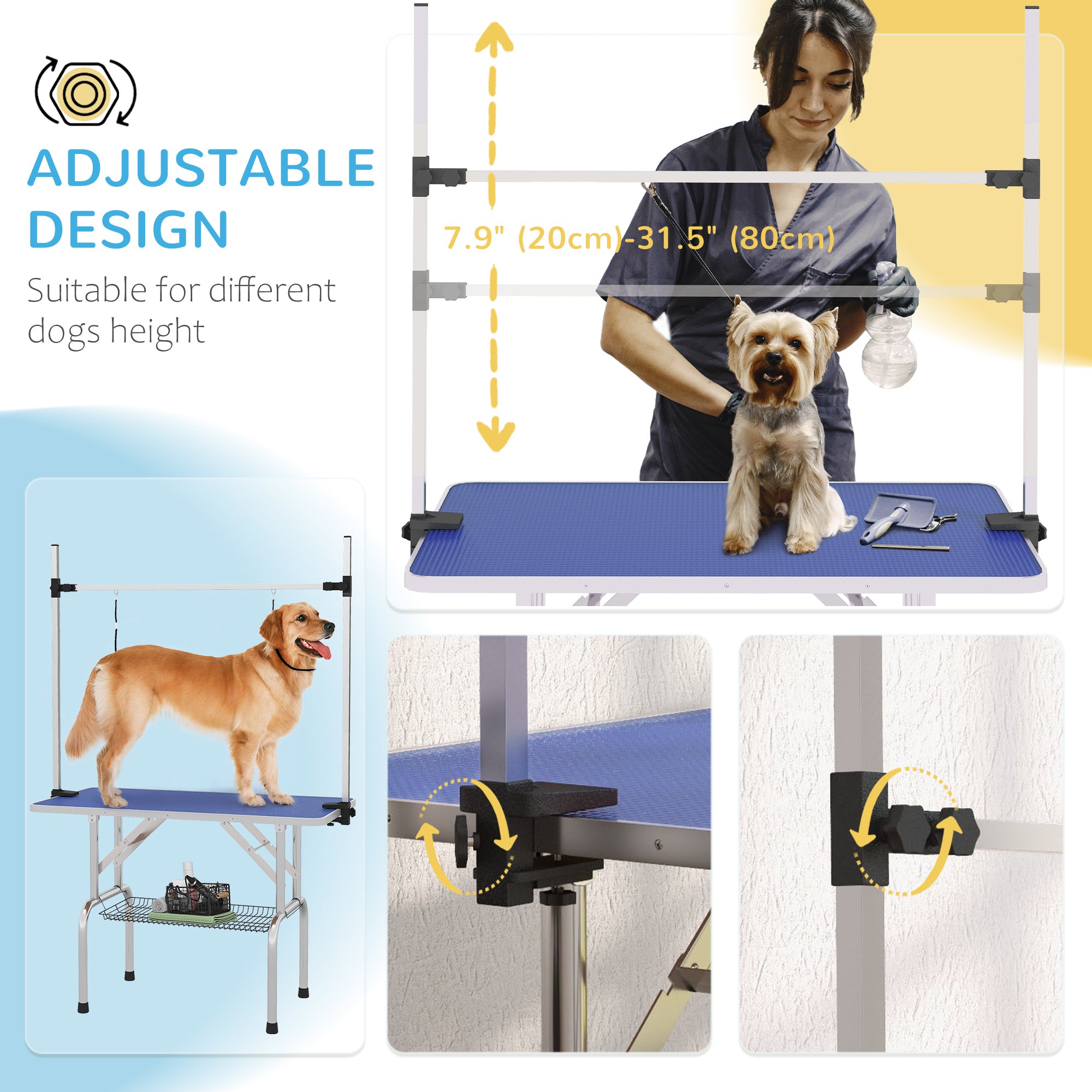 pawhut-table-de-toilettage-chien-109-cm-bras-r-glable-20-81-cm-bleu image 6