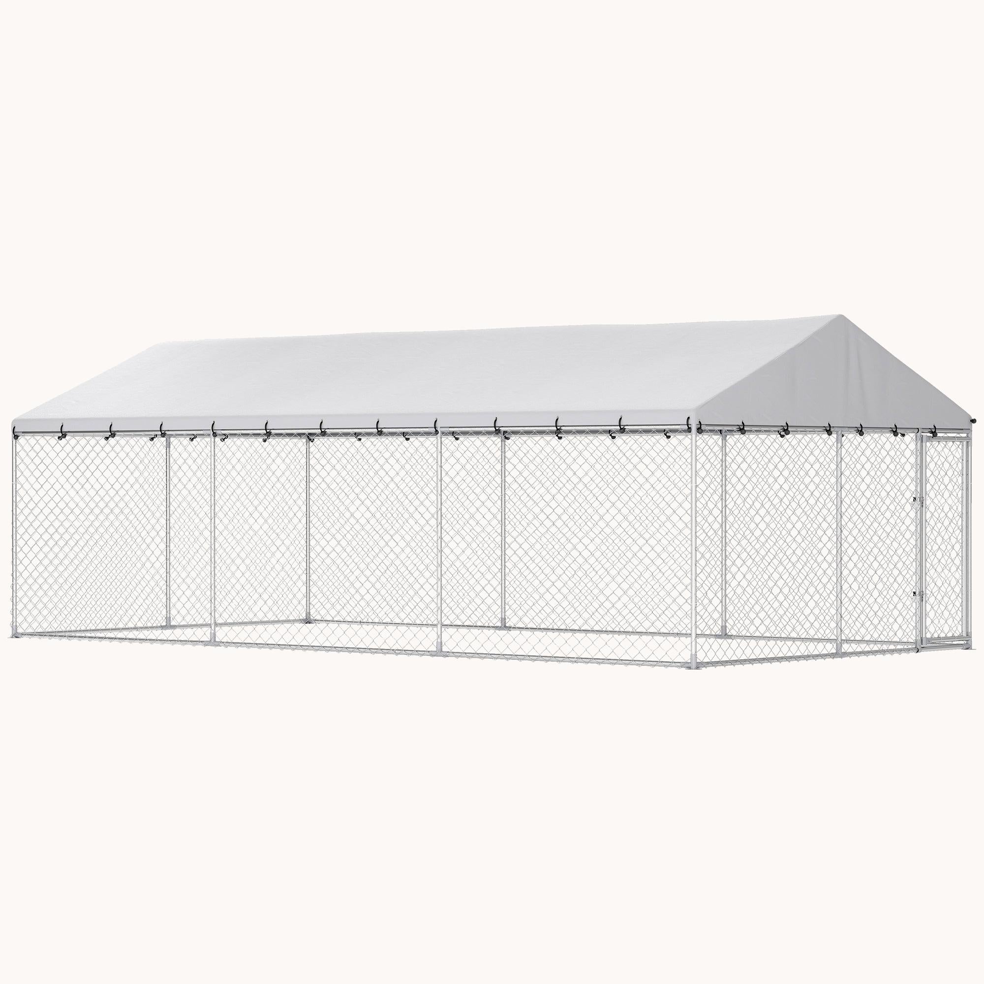 pawhut-grand-chenil-ext-rieur-6-x-3-m-avec-toit-tanche-argent image 2