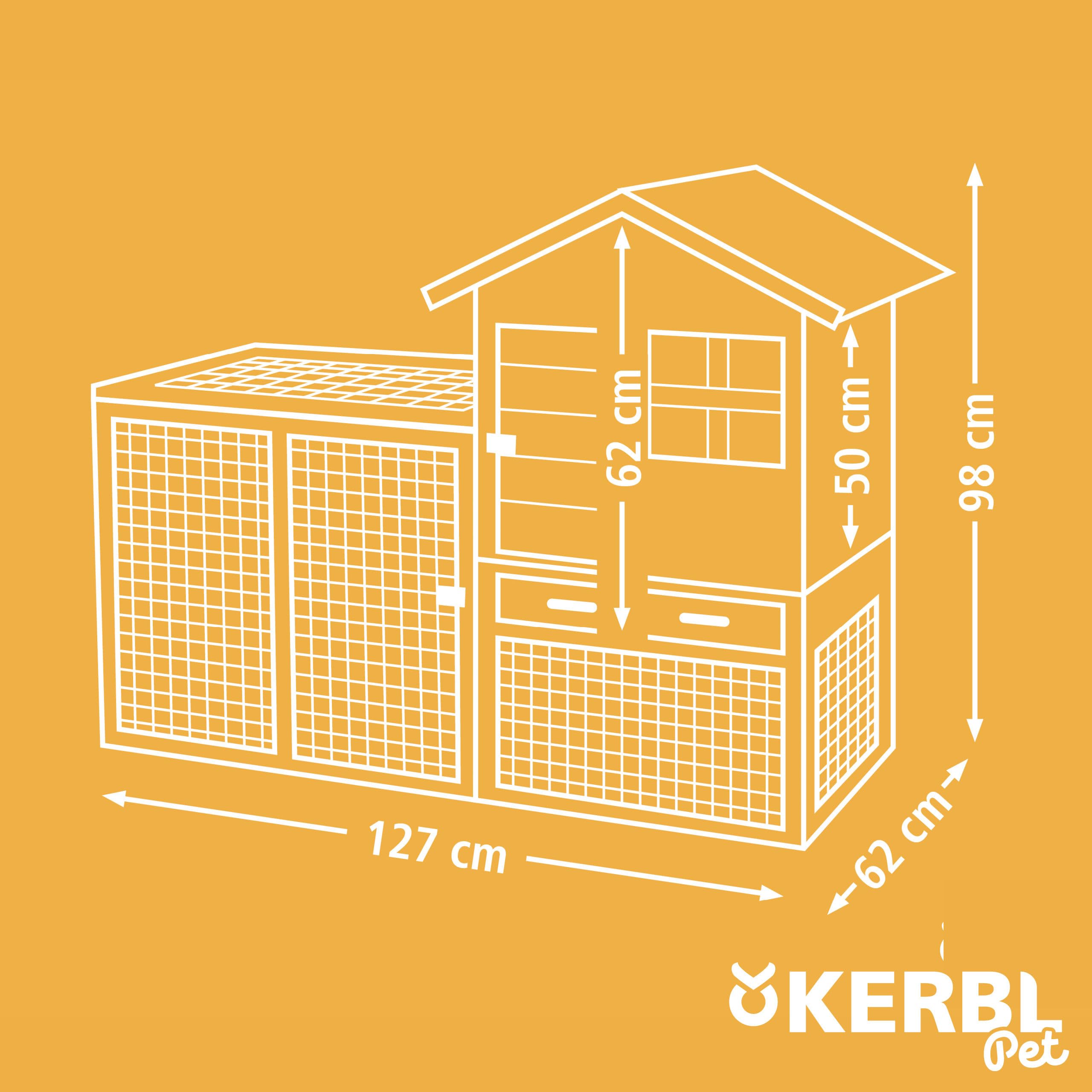 kerbl-pet-maison-pour-rongeurs-freetime-luke-127-x-62-x-98-cm-bois-avec-enclos image 7