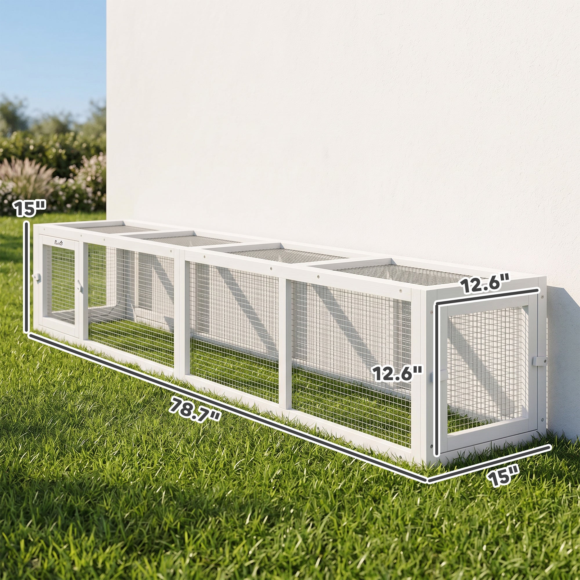 pawhut-tunnel-ext-rieur-extensible-79-en-bois-avec-housse-pour-terrasse-blanc image 5