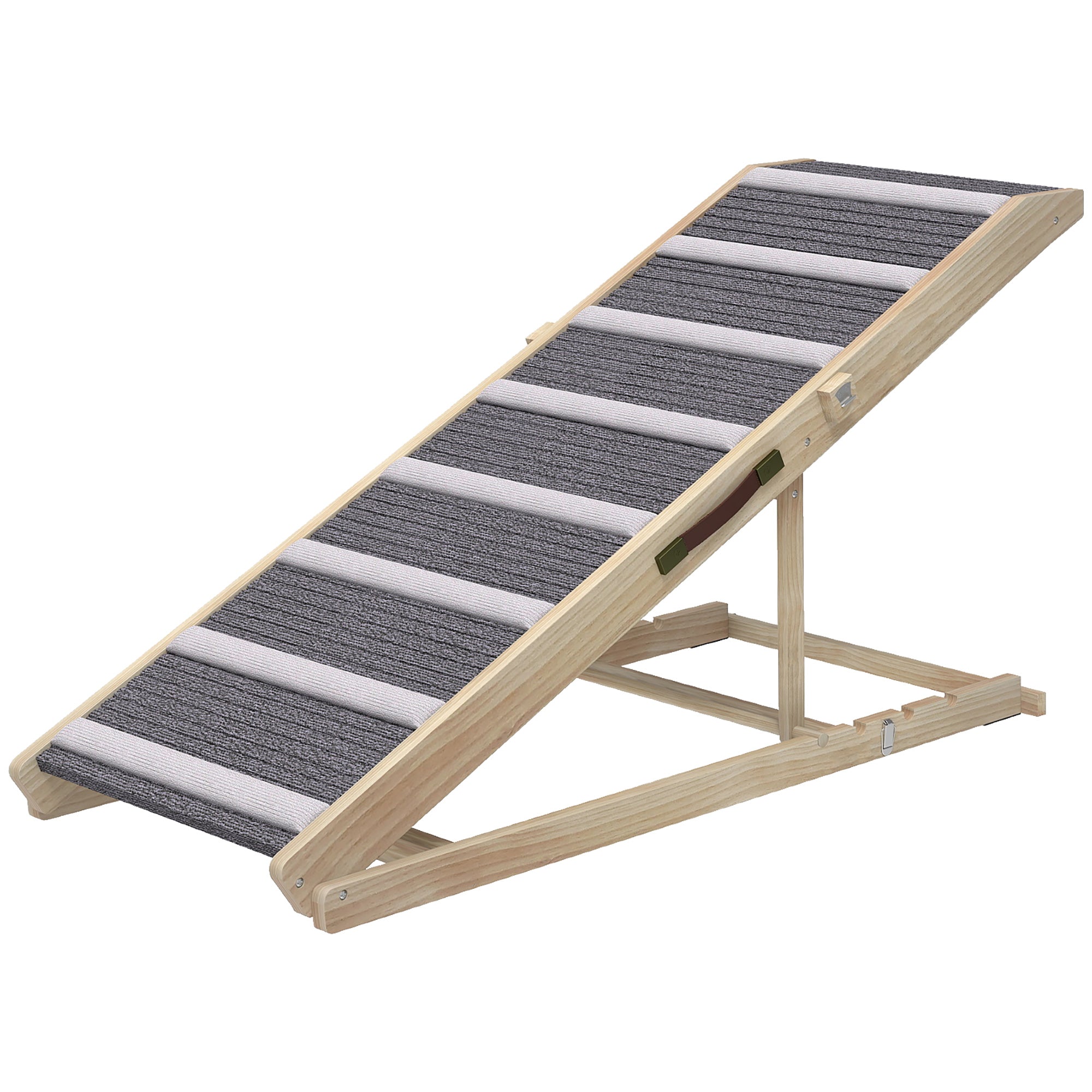 pawhut-rampe-pliable-pour-chien-4-hauteurs-r-glables-pour-canap-et-lit-naturel image 2