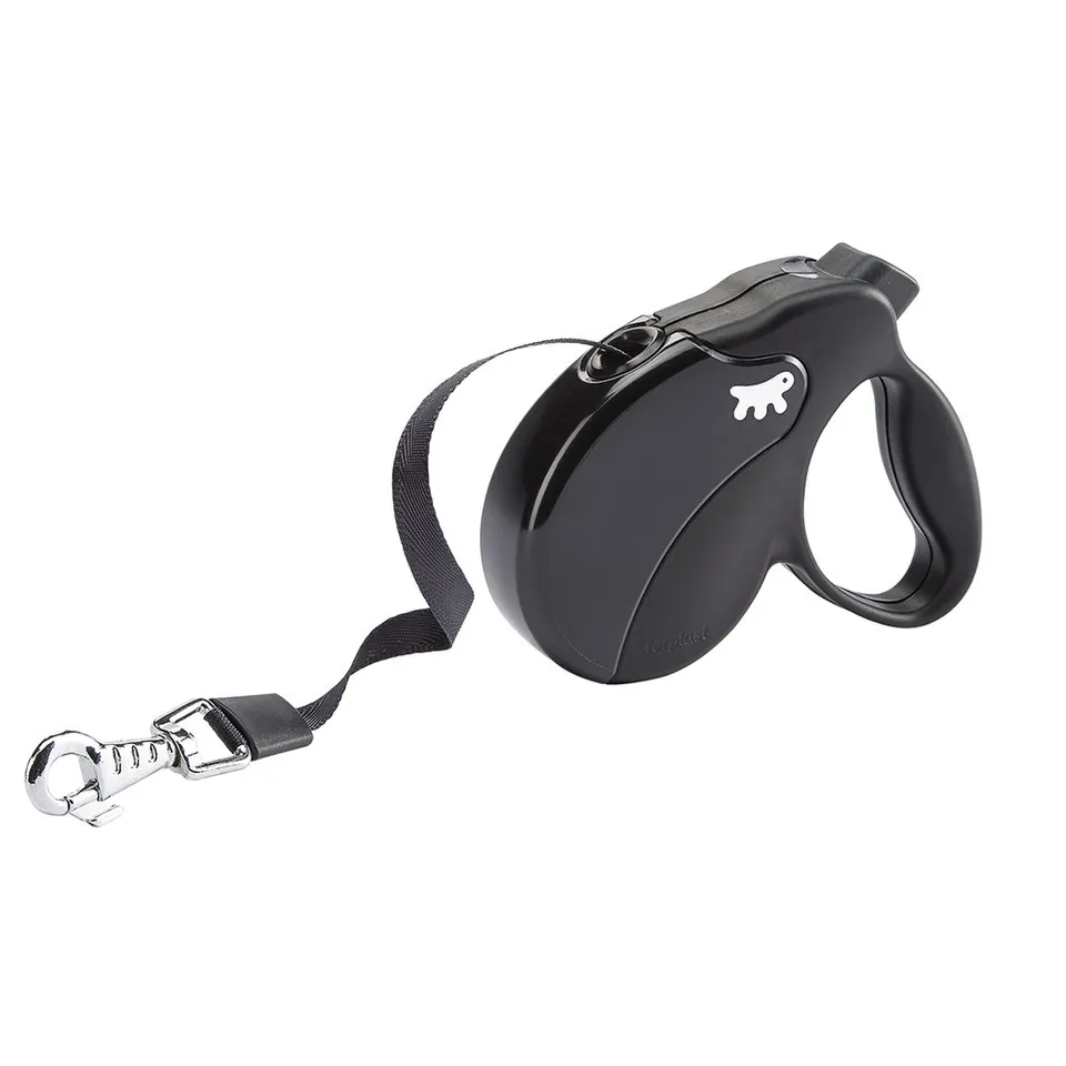 ferplast-amigo-small-laisse-enrouleur-sangle-5-m-pour-chien-jusqu-15-kg-noir image 1