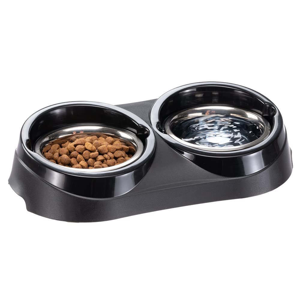 ferplast-duo-feed-1-l-support-double-gamelle-avec-2-bols-inox-pour-chien-et-chat image 1