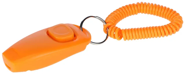 kerbl-pet-clicker-et-sifflet-2en1-chien-orange-8-cm image 1