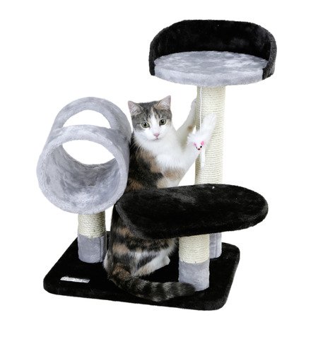 kerbl-pet-moon-arbre-chat-46x36x62-cm-gris-noir-avec-tunnel-et-souris image 7