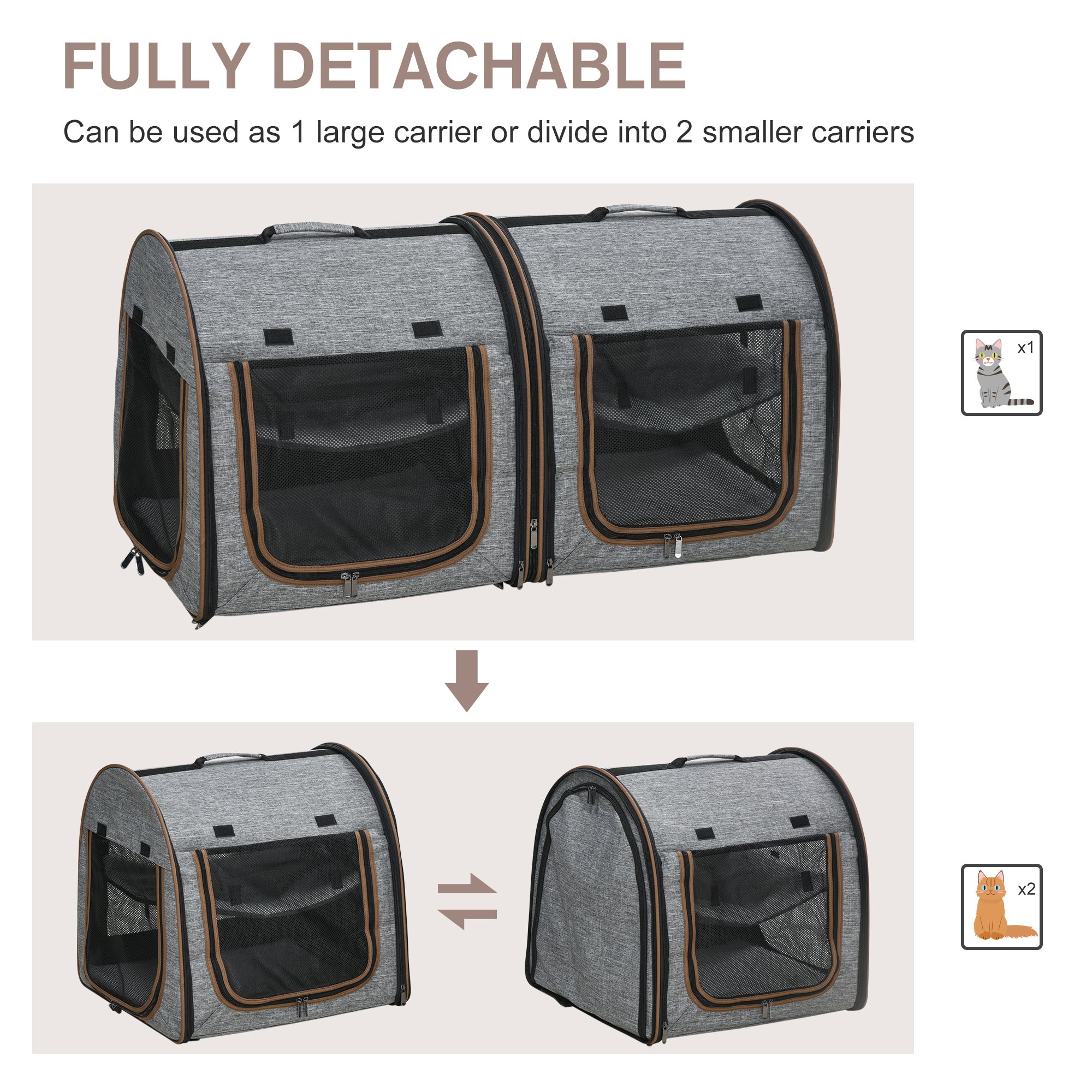 pawhut-sac-transport-double-avec-s-parateur-2-compartiments-et-coussins-gris image 7