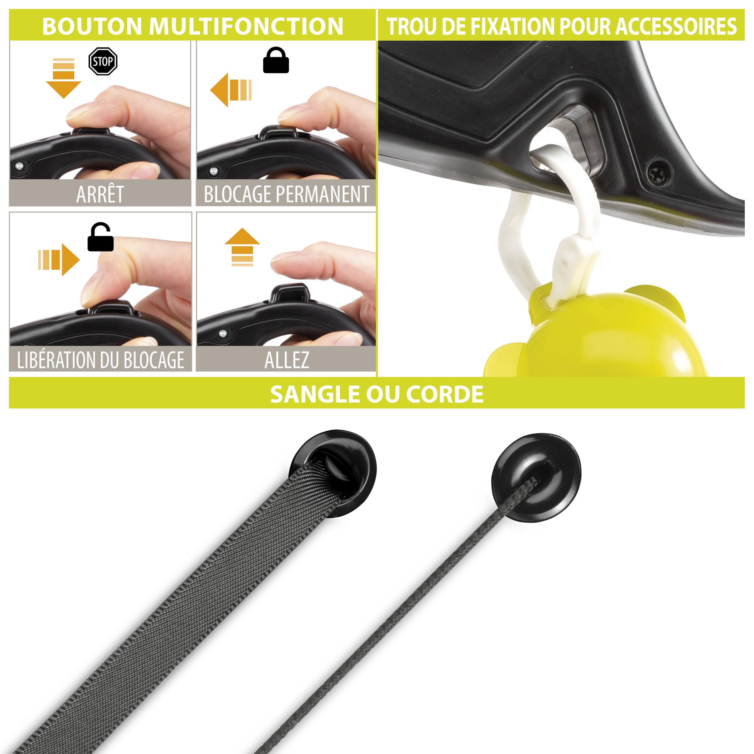 ferplast-flippy-one-laisse-enrouleur-sangle-5-m-pour-chiens-jusqu-50-kg-noir image 2