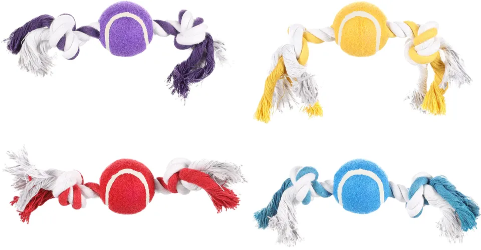 karlie-flamingo-quinn-jouet-chien-corde-2-n-uds-avec-balle-tennis-30-x-6-5-x-6-5 image 1