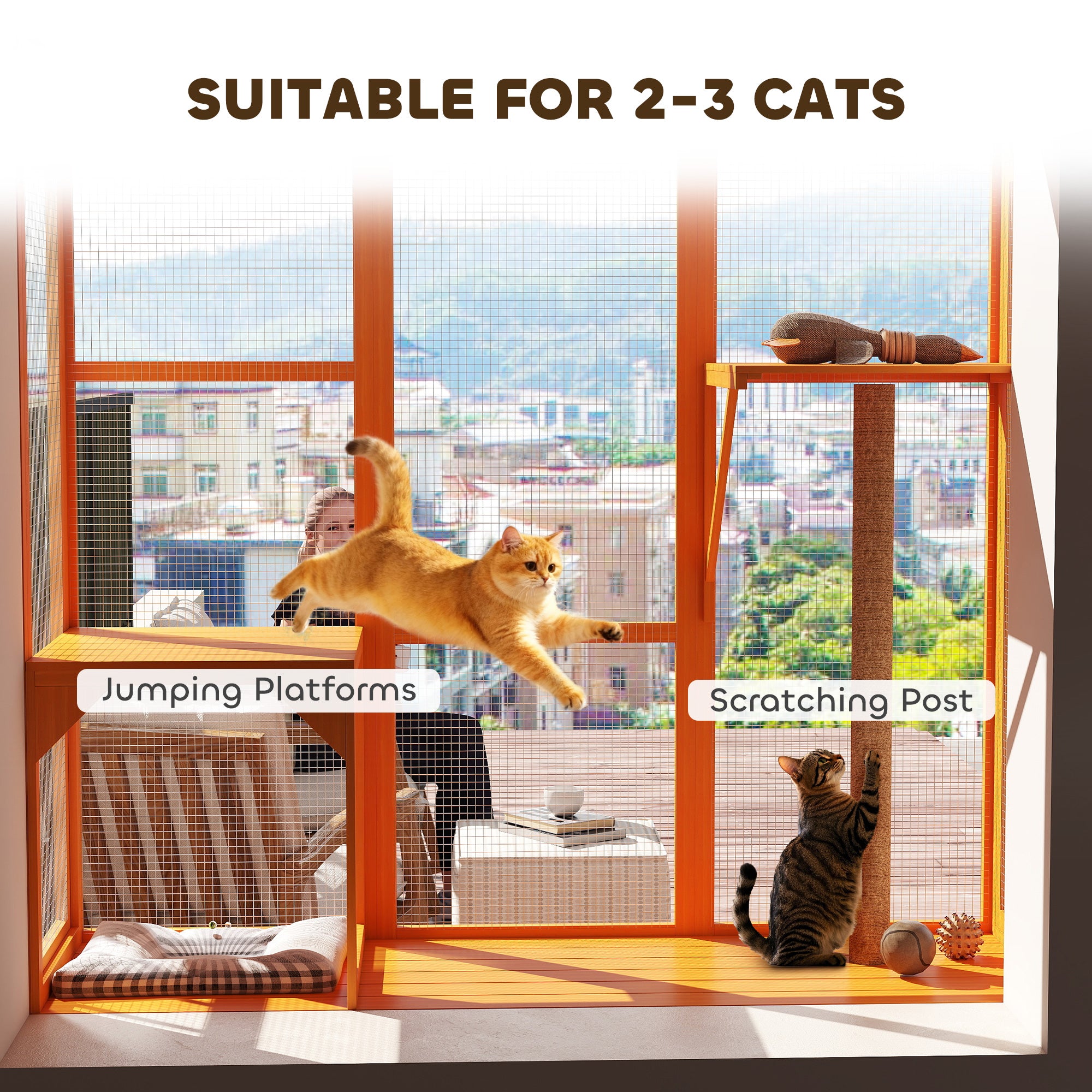 pawhut-arbre-chat-mural-fen-tre-orange-155-cm-pour-2-3-chats image 8