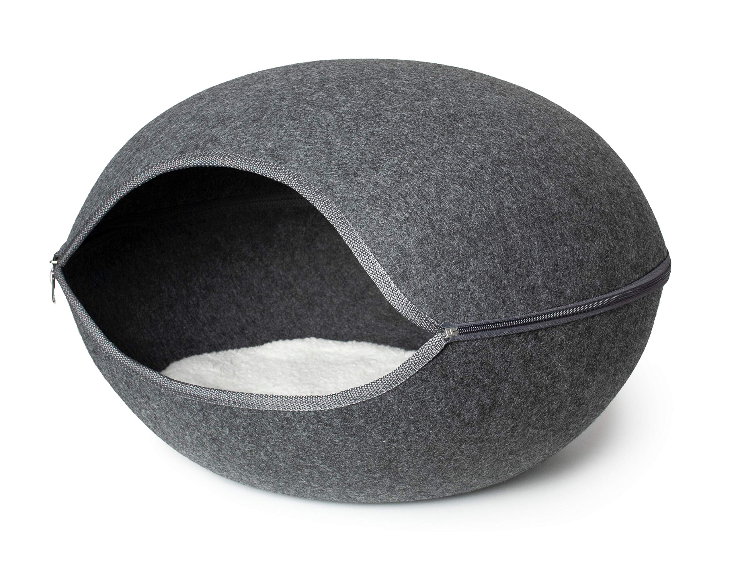 karlie-lu-innu-niche-pour-chat-en-feutre-gris-coussin-peluche-lavable-60-x-57-x- image 1