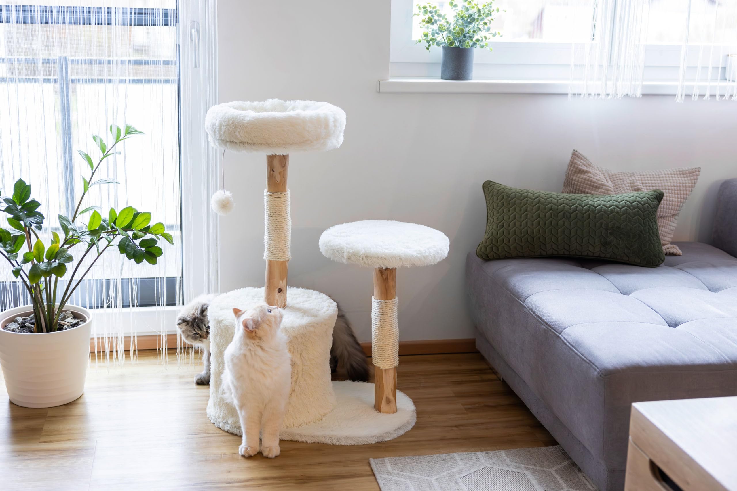 kerbl-lucia-arbre-chat-blanc-90-cm-en-troncs-de-poirier-et-sisal image 3