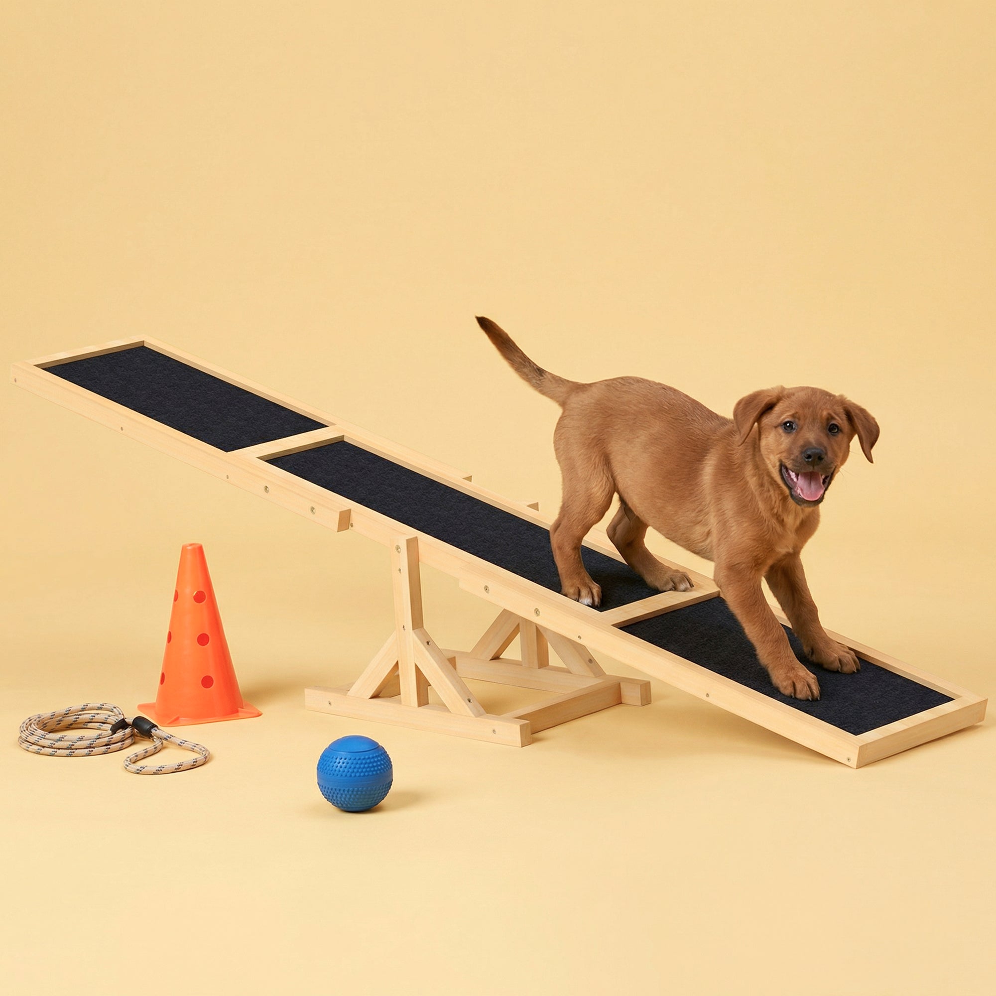 pawhut-pupstacle-bascule-agility-chien-71-pouces-bois-antid-rapant-jaune image 5