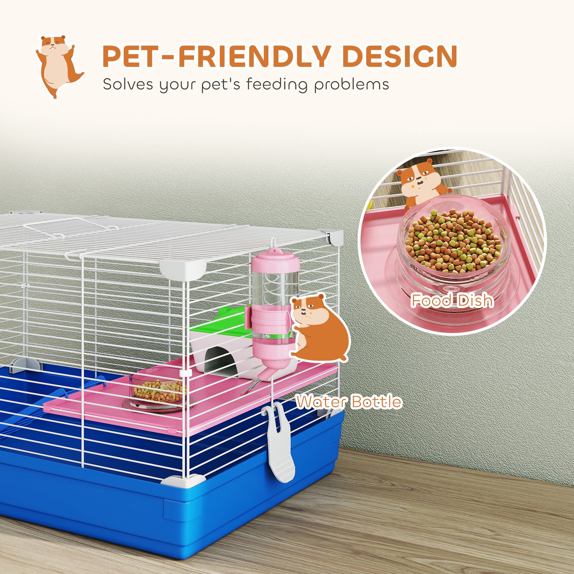pawhut-cage-hamster-18-5-2-tages-avec-roue-biberon-et-gamelle-bleu image 6