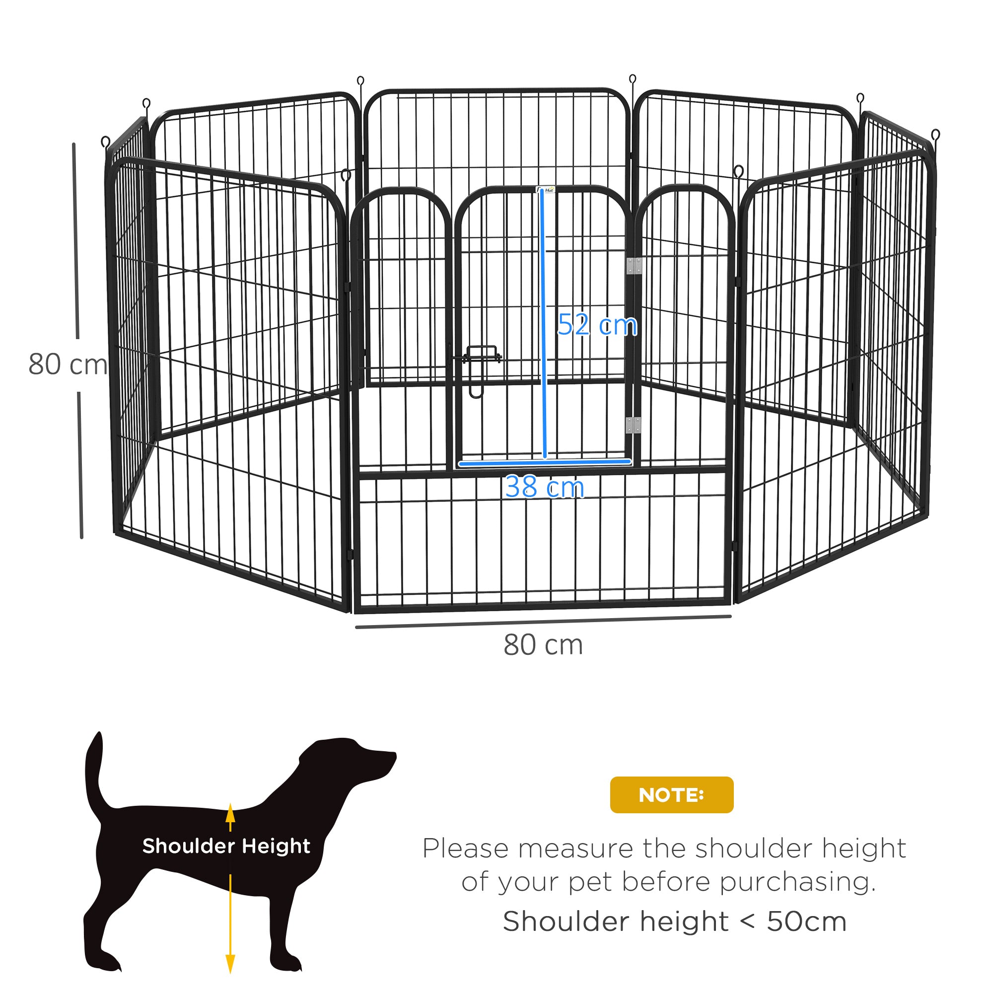 pawhut-parc-pour-chiens-8-panneaux-80-cm-enclos-modulable-int-rieur-ext-rieur image 5