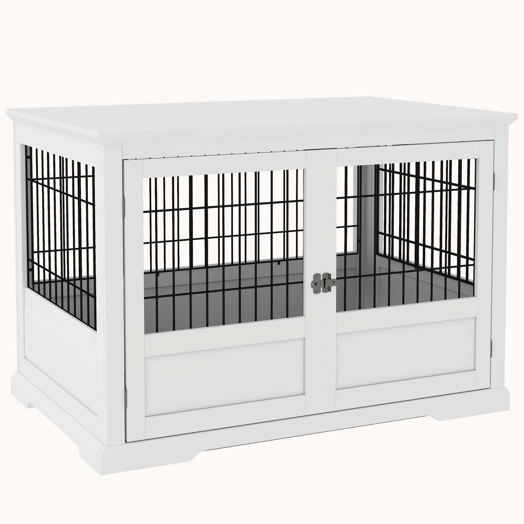 pawhut-niche-caisse-meuble-pour-chien-xl-3-portes-avec-plateau-blanc image 2