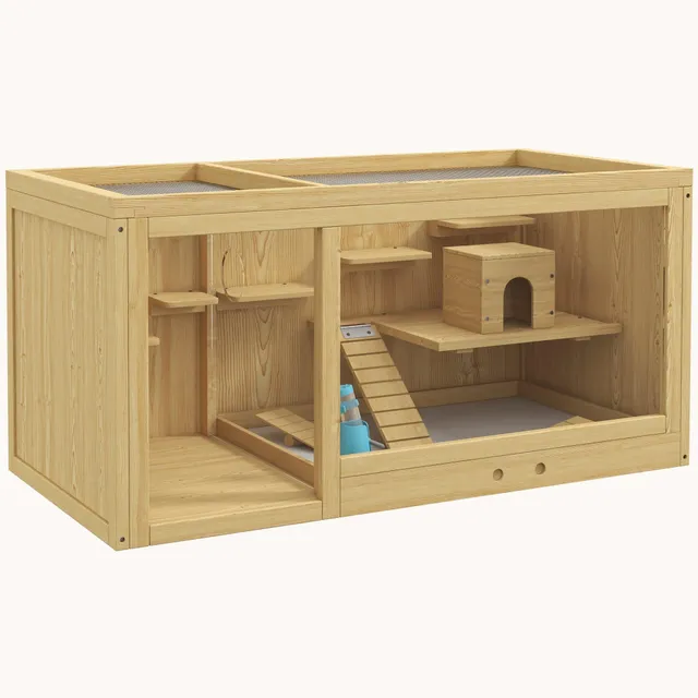 pawhut-habitat-hamster-extra-large-2-pi-ces-100-x-50-x-50-cm-naturel image 1