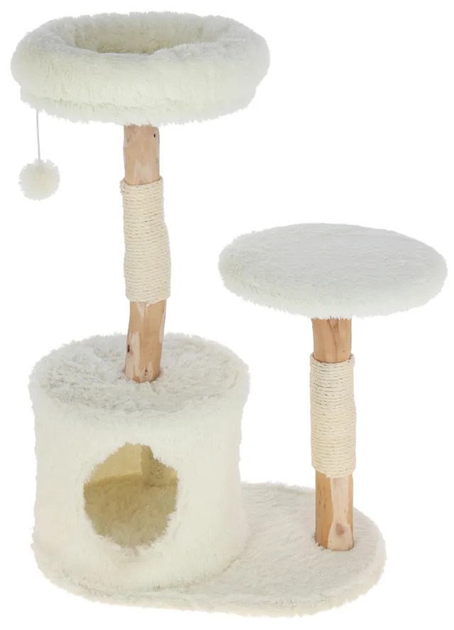 kerbl-lucia-arbre-chat-blanc-90-cm-en-troncs-de-poirier-et-sisal image 1