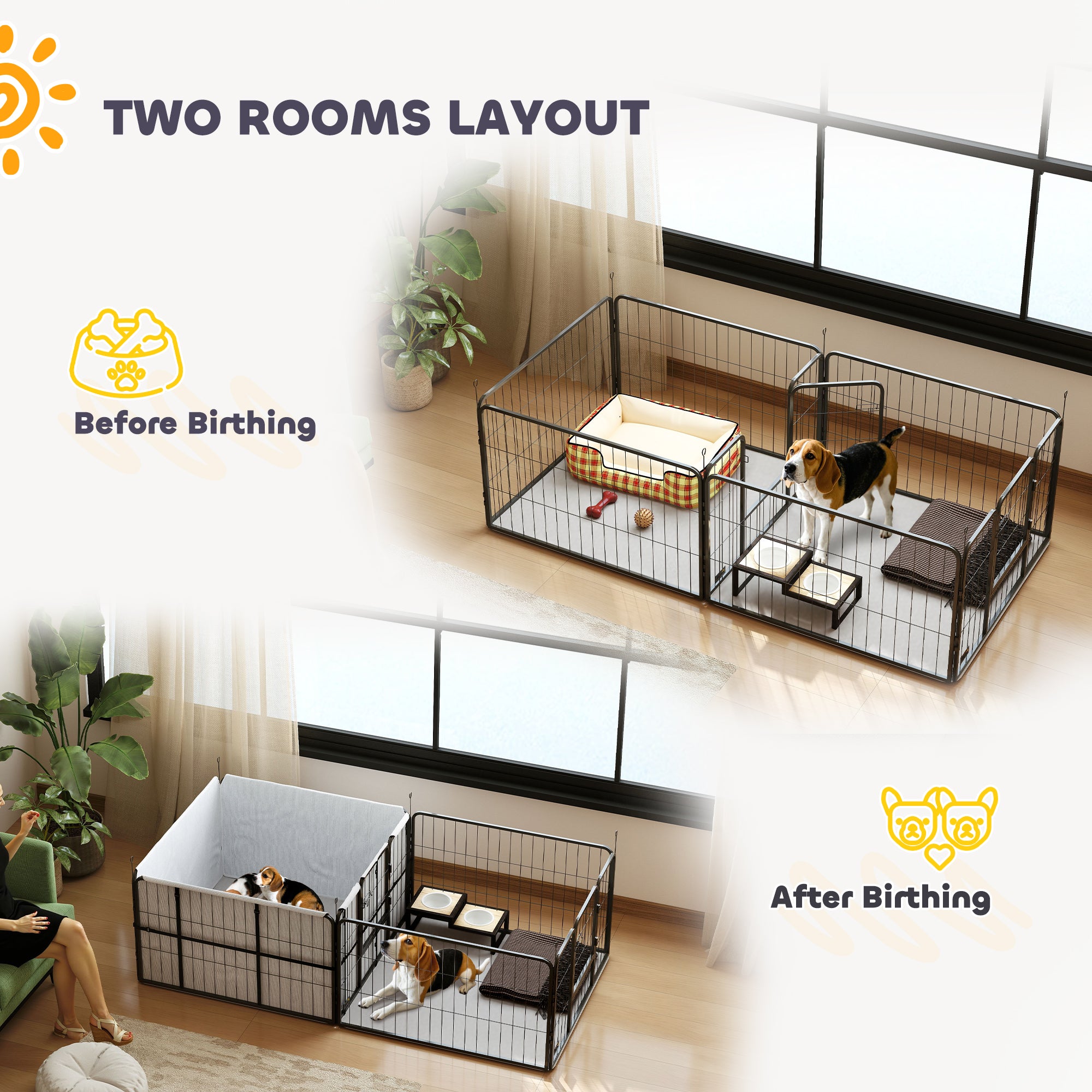 pawhut-parc-de-mise-bas-modulable-avec-housse-et-tapis-pour-chiens-petits-et-moy image 8