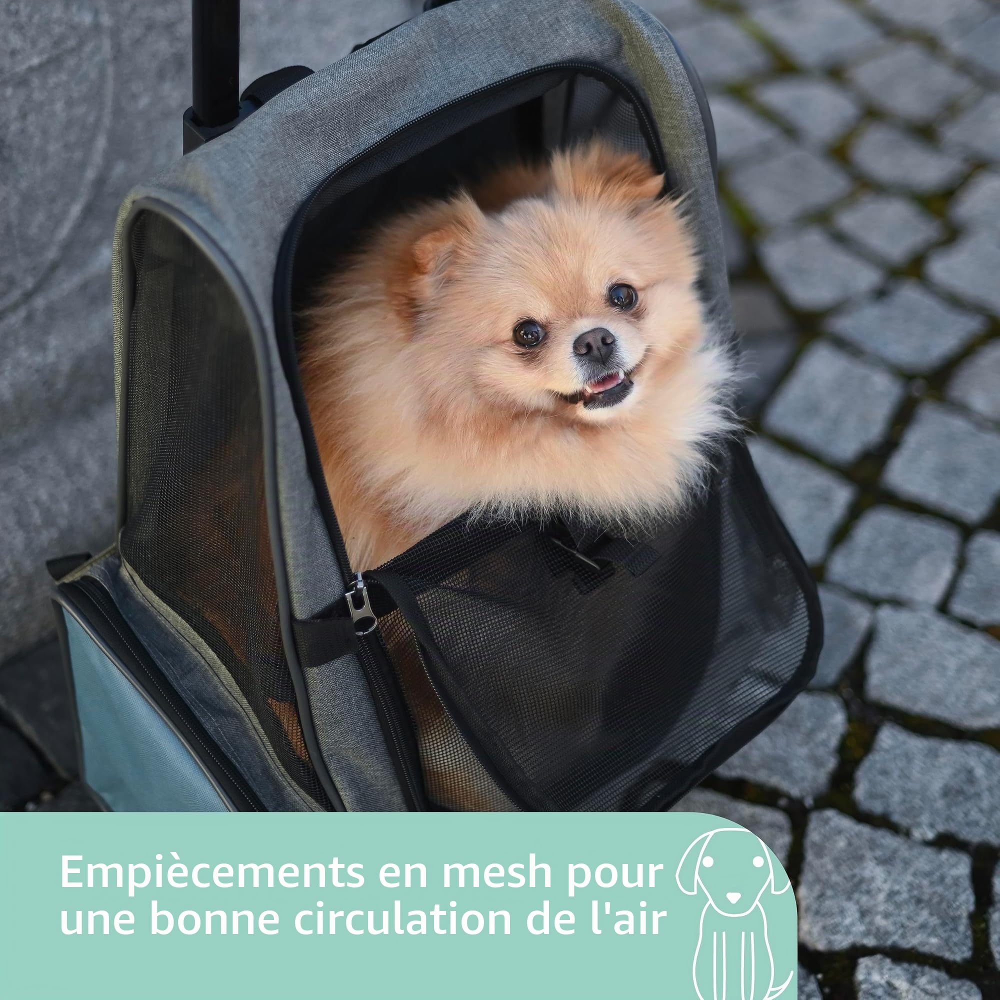 kerbl-pet-vacation-chariot-de-transport-pour-chien-et-chat-41x26x55-cm-gris-bleu image 4
