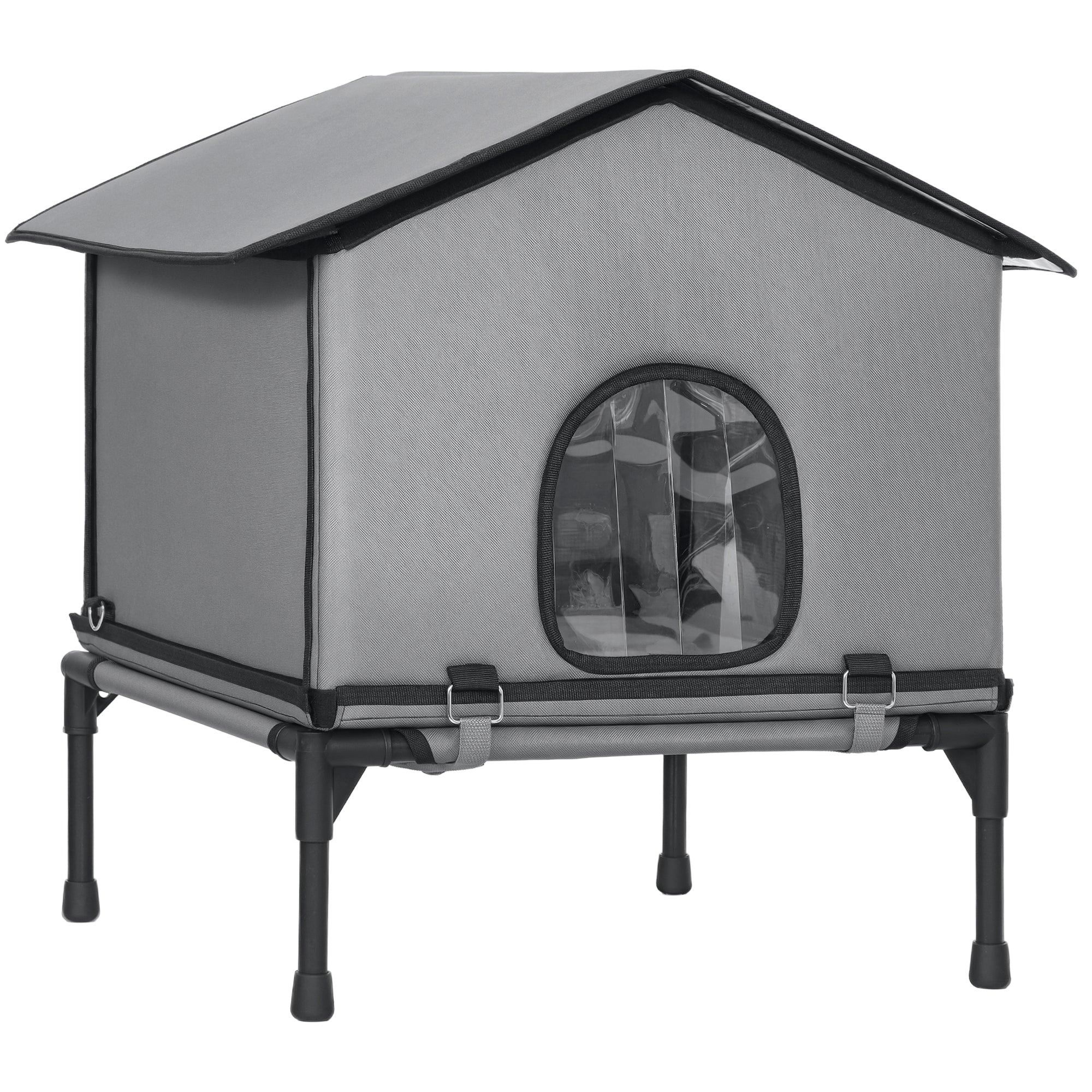 pawhut-abri-chat-ext-rieur-sur-lev-et-lit-combin-gris image 1