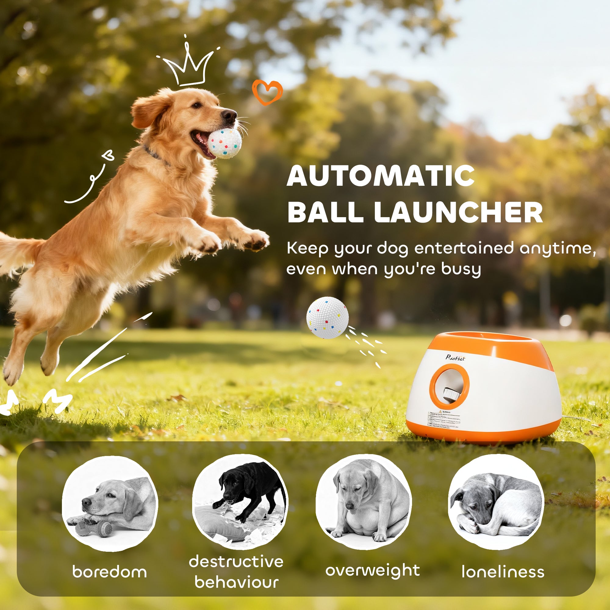 pawhut-lanceur-de-balles-automatique-pour-chien-8-24-m-6-balles-orange image 6